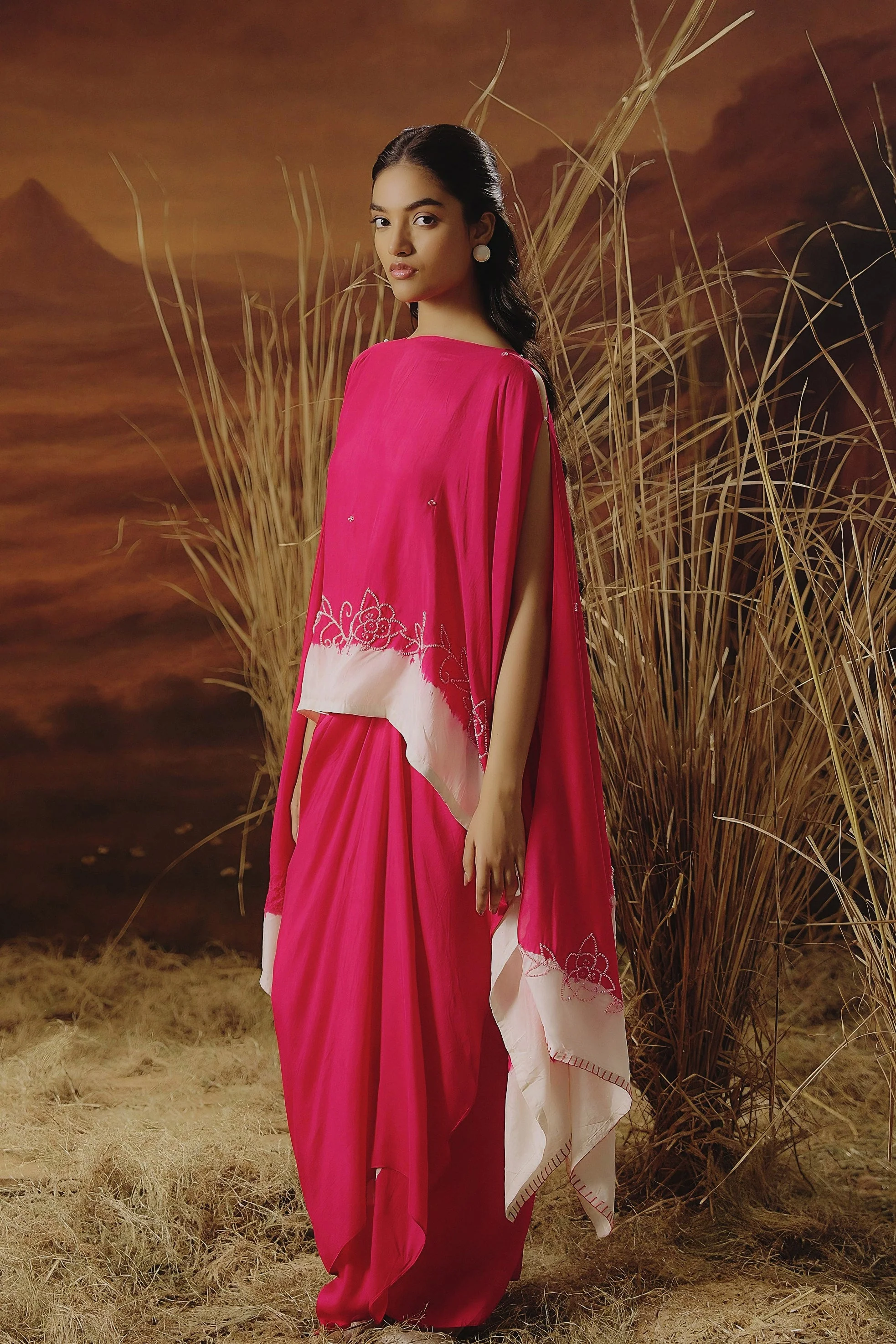 Barbie Pink Embellished Raw Silk Gown Set - Image 5