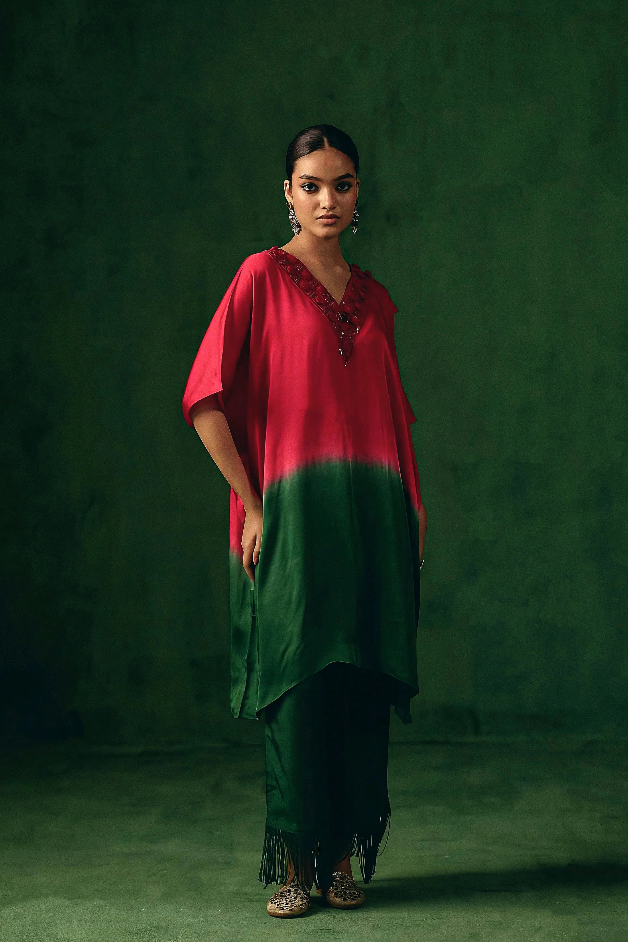 Pink Embellished Satin Silk Kurta Set - Image 4
