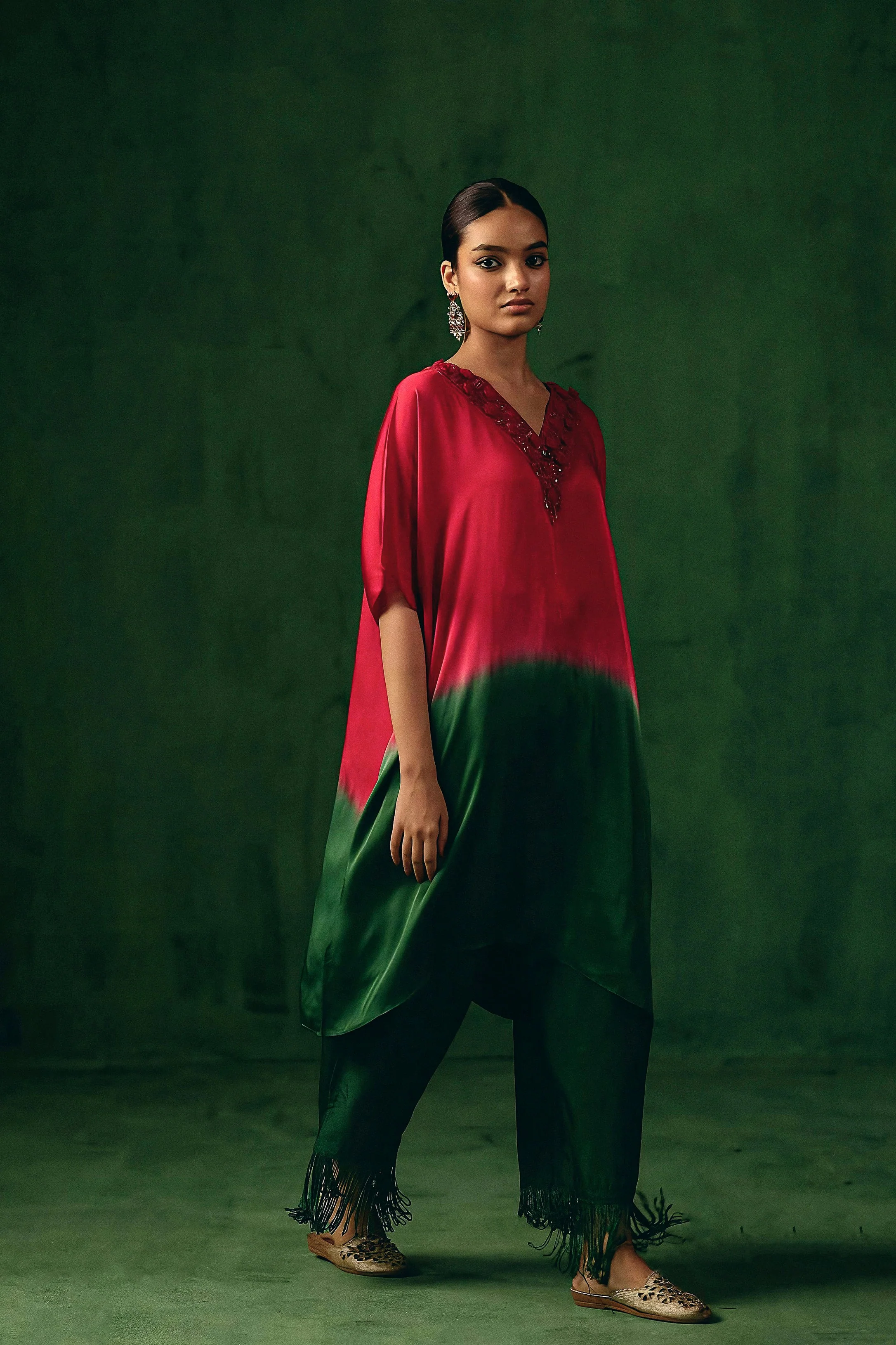 Pink Embellished Satin Silk Kurta Set - Image 6