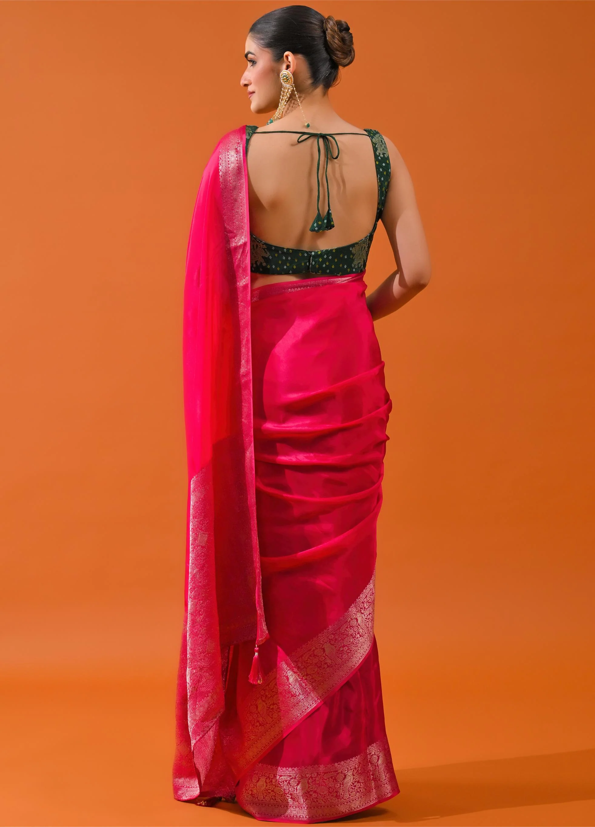 Pink Embroidered Cosmo Silk Saree - Image 4