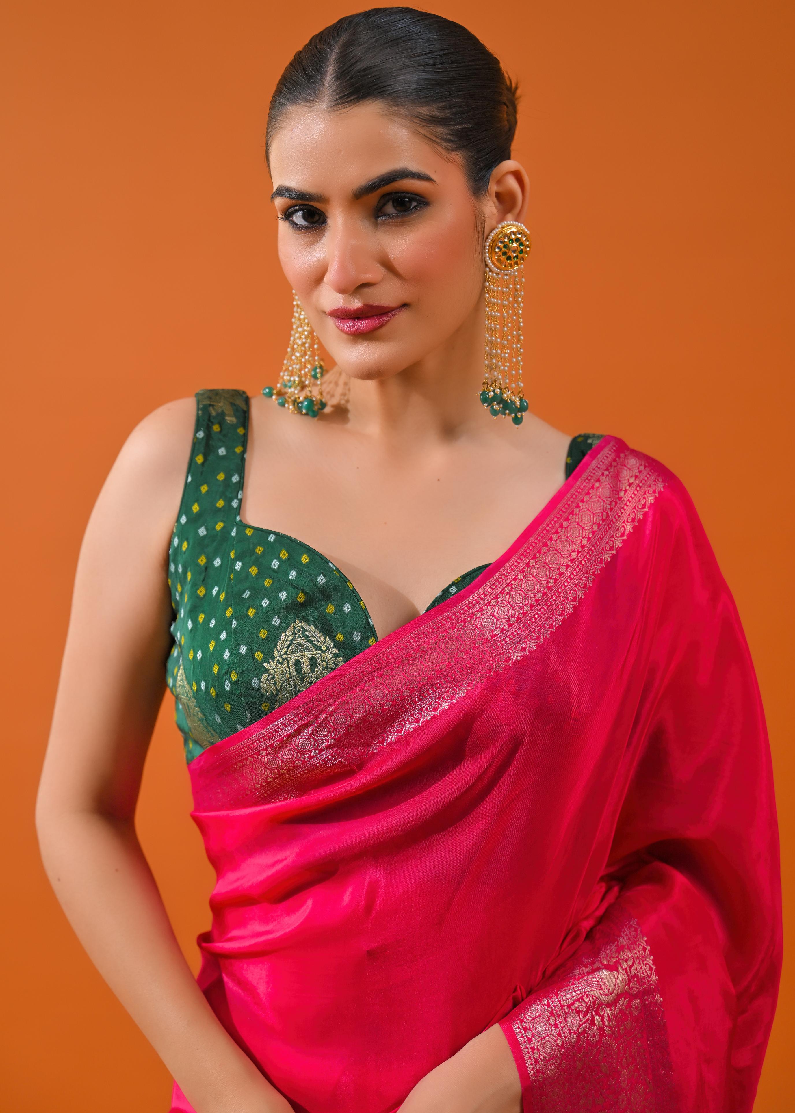 Pink Embroidered Cosmo Silk Saree - Image 8