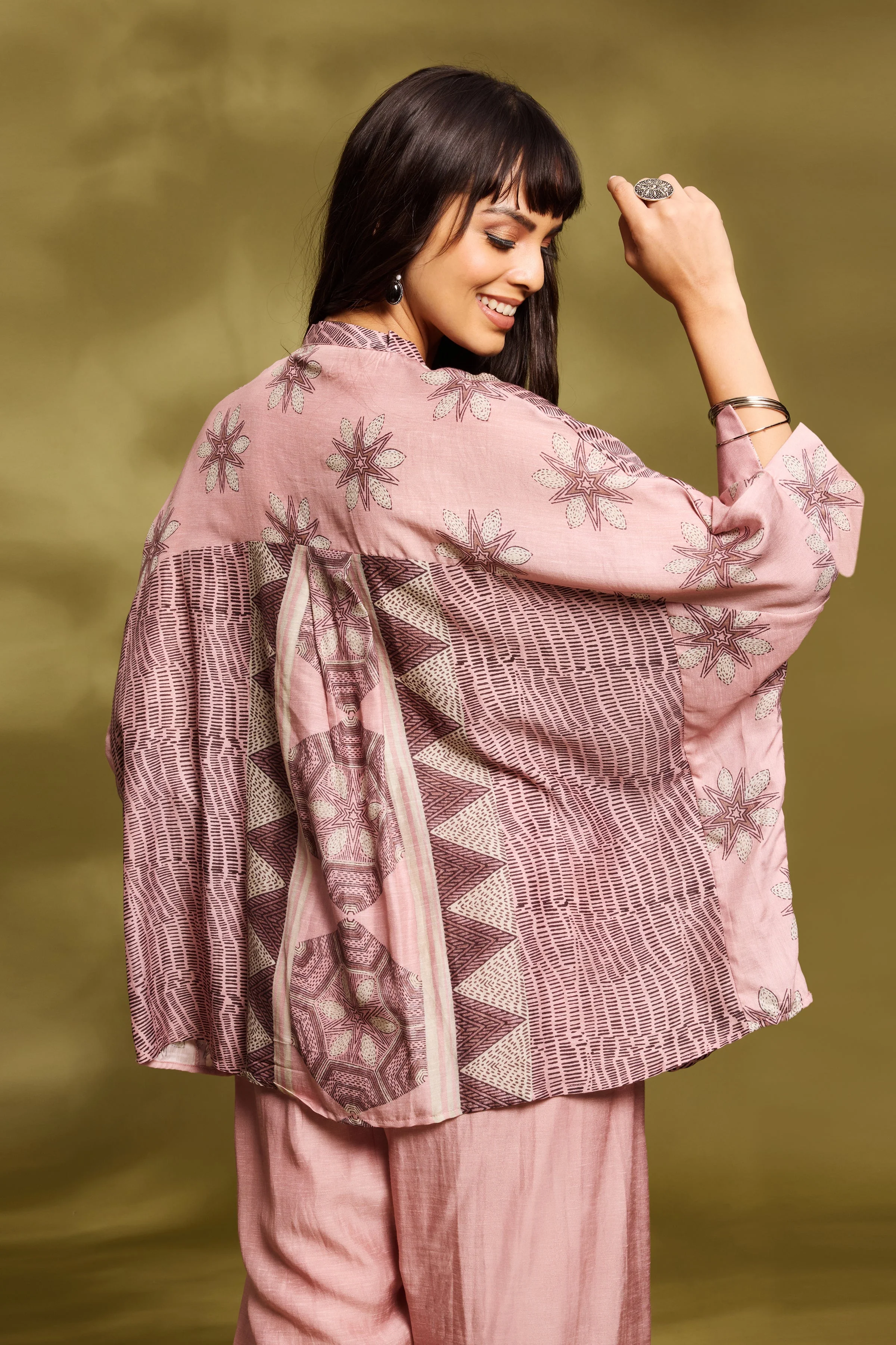 Pink Ethnic Kaftan Set - Image 2