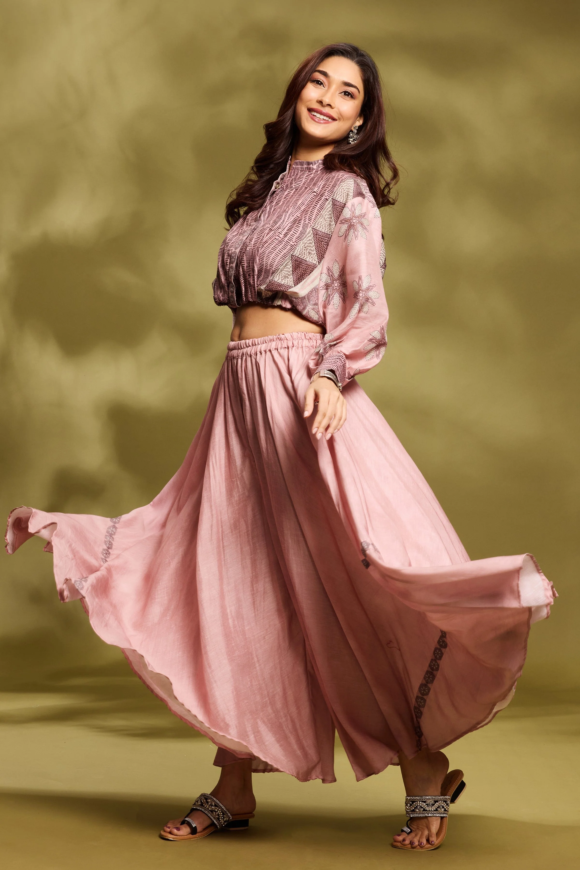 Pink Ethnic Tunic & Palazzo Set - Image 2