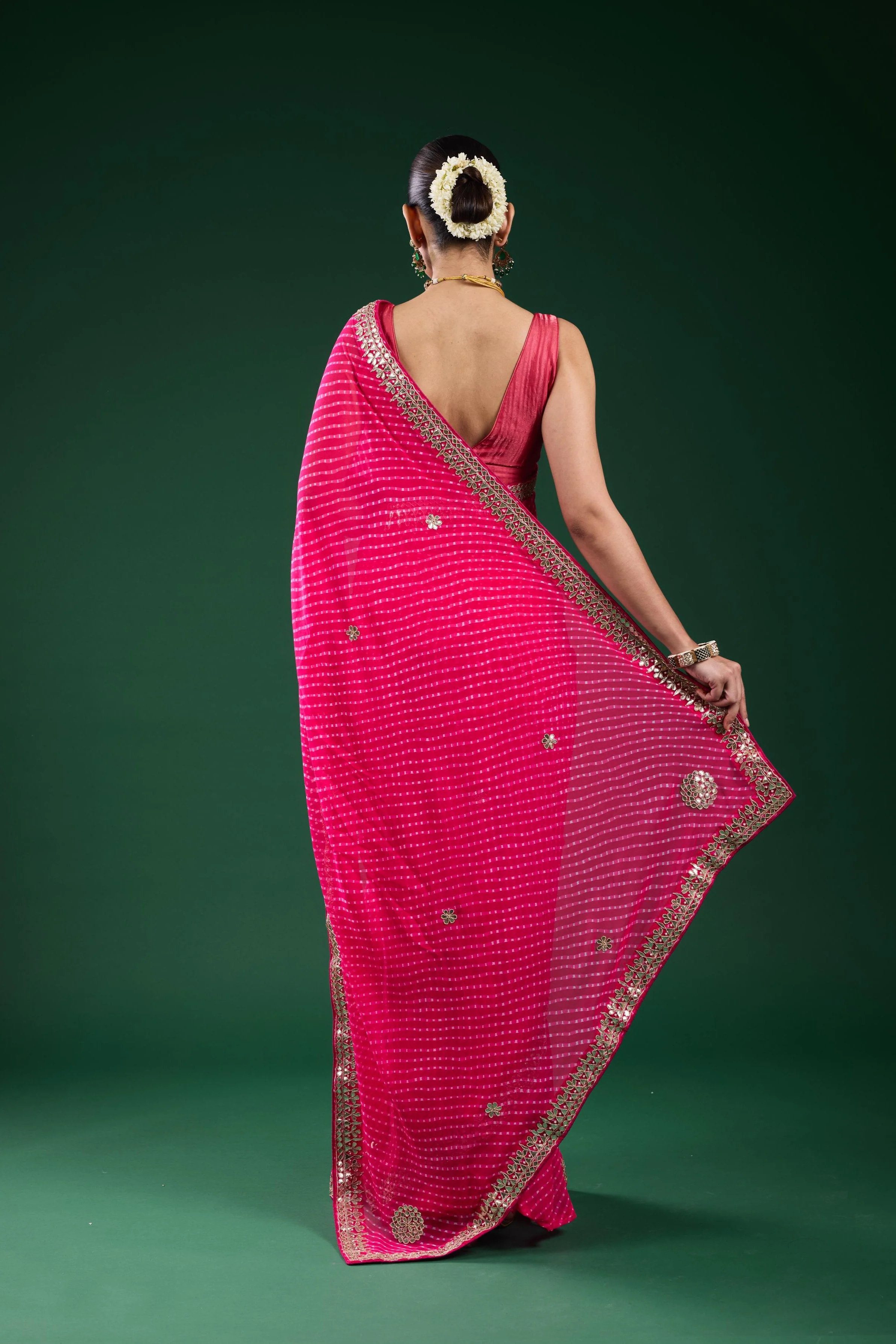 Pink Gotta Georgette Silk Saree - Image 6