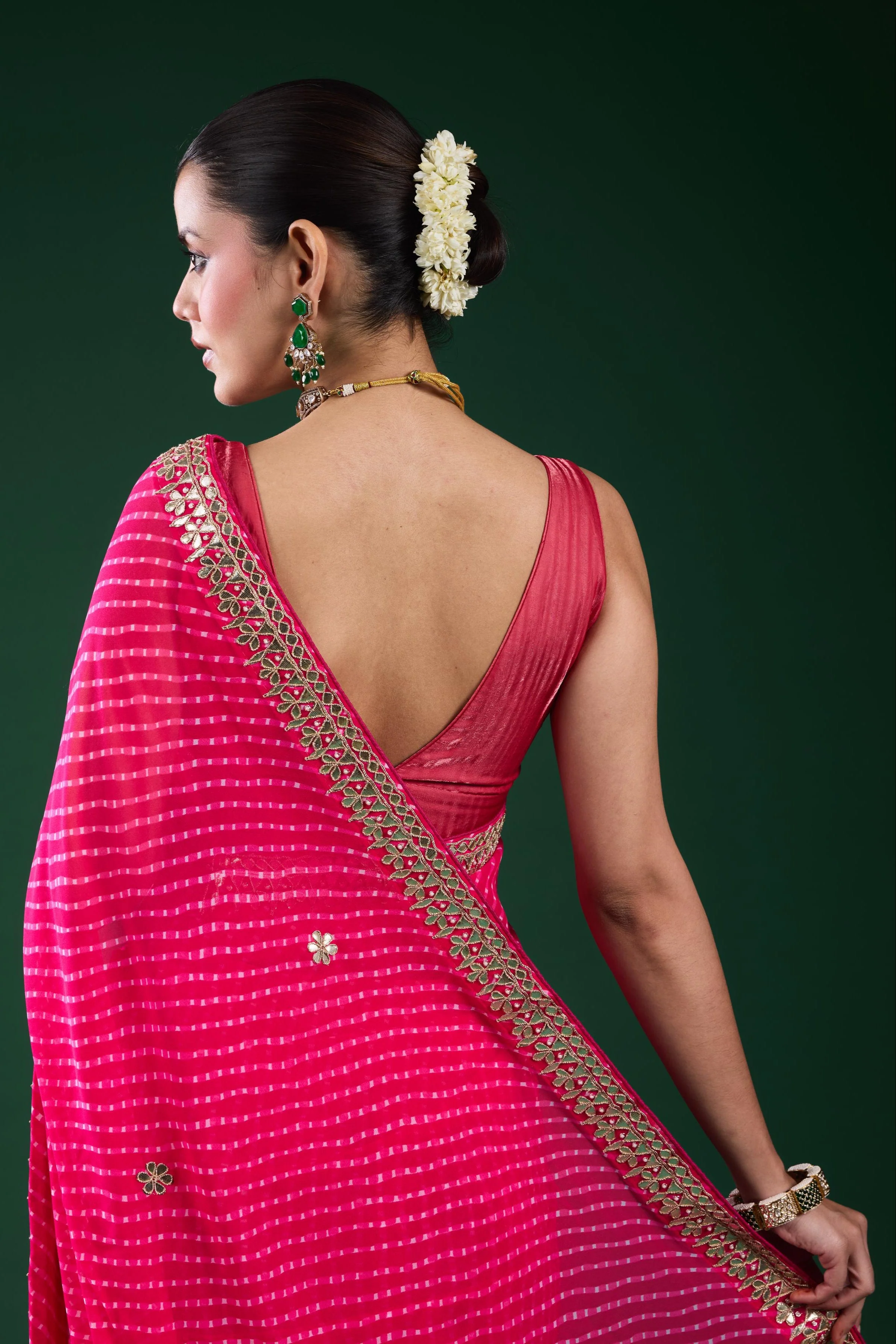 Pink Gotta Georgette Silk Saree - Image 9