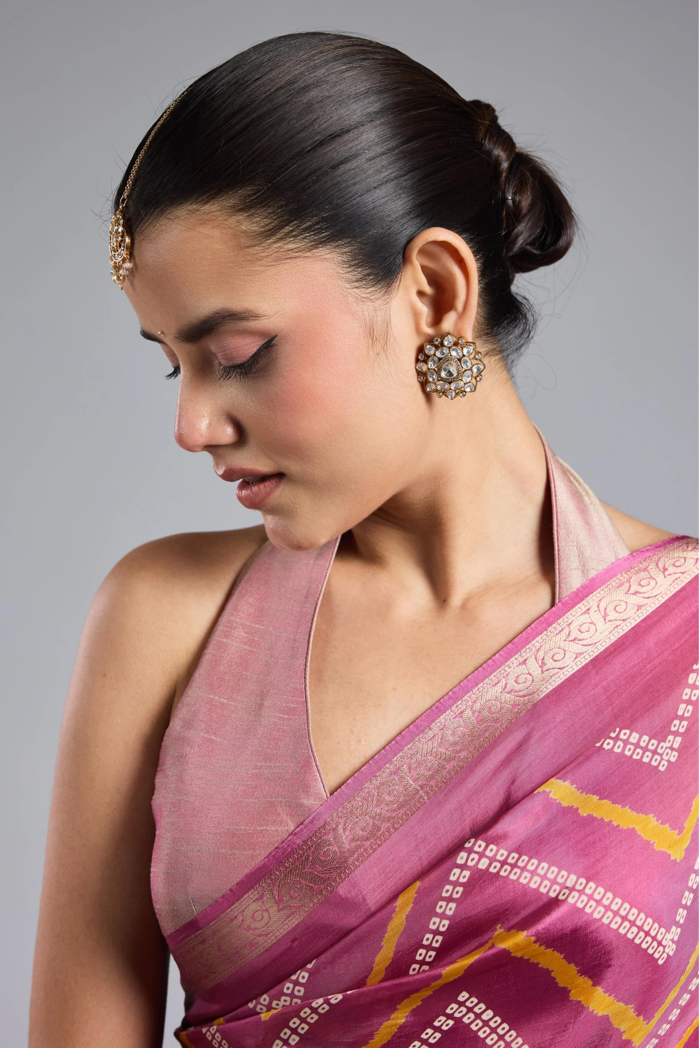 Pink Leheriya Cosmo Silk Saree - Image 8