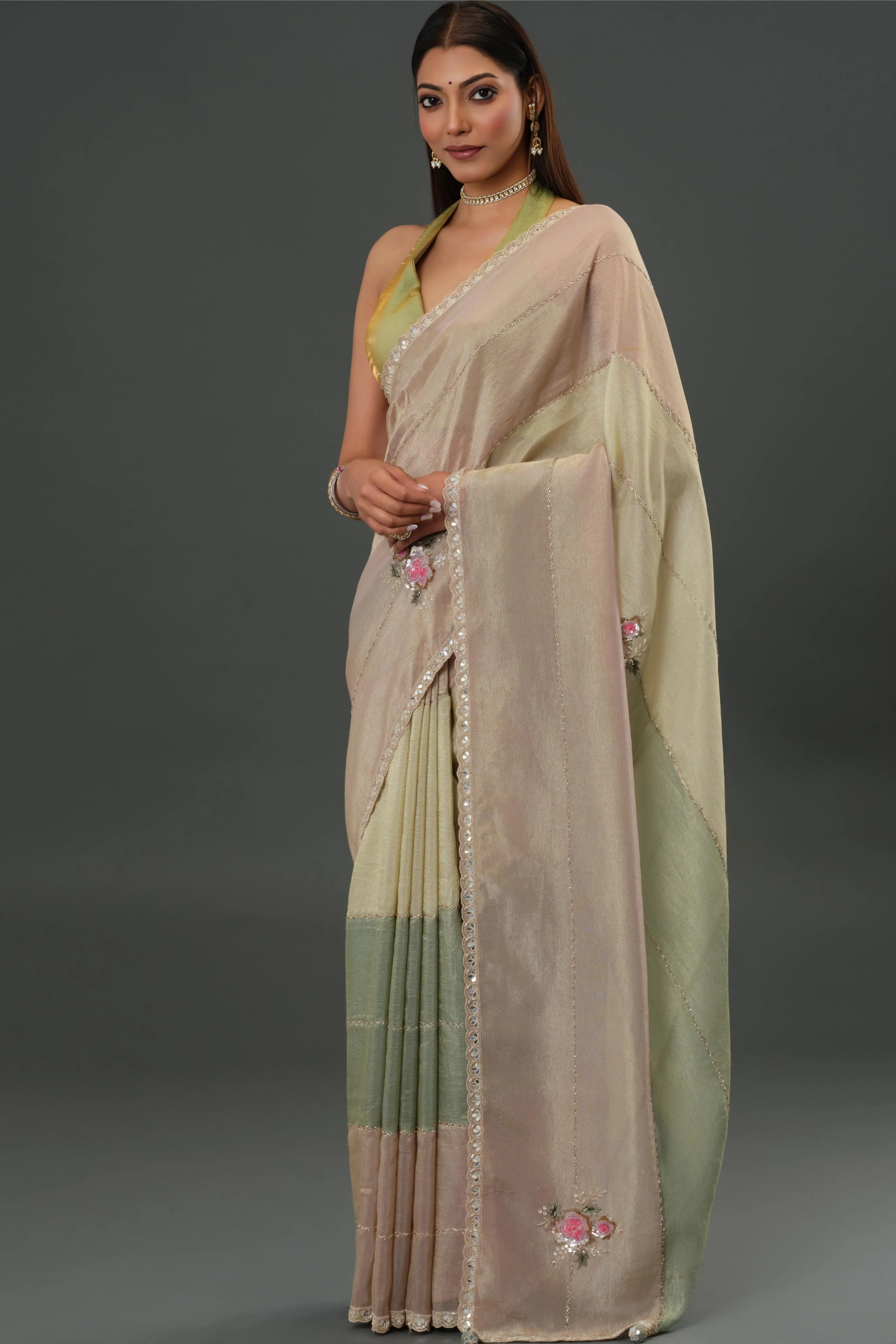 Pink Nude Cosmo Silk Saree - Image 3