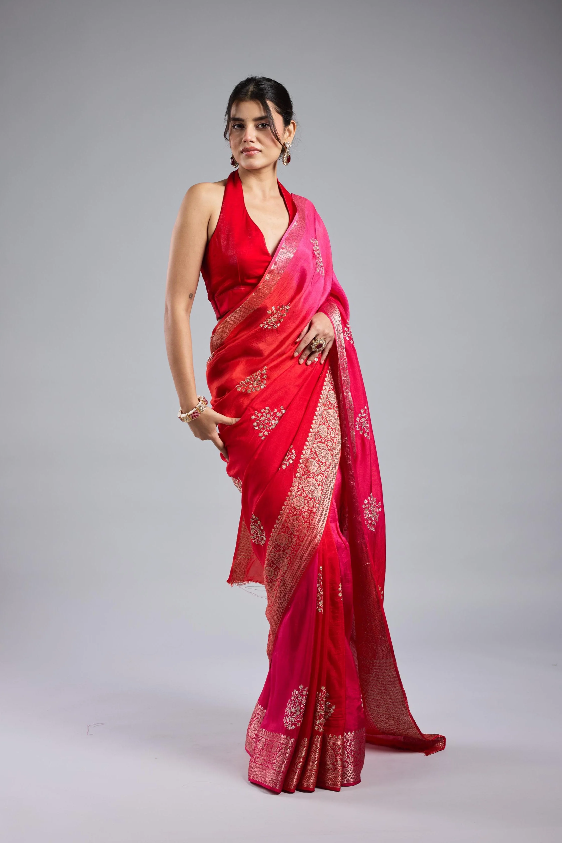 Pink Ombre Dyed Premium Silk Saree - Image 2