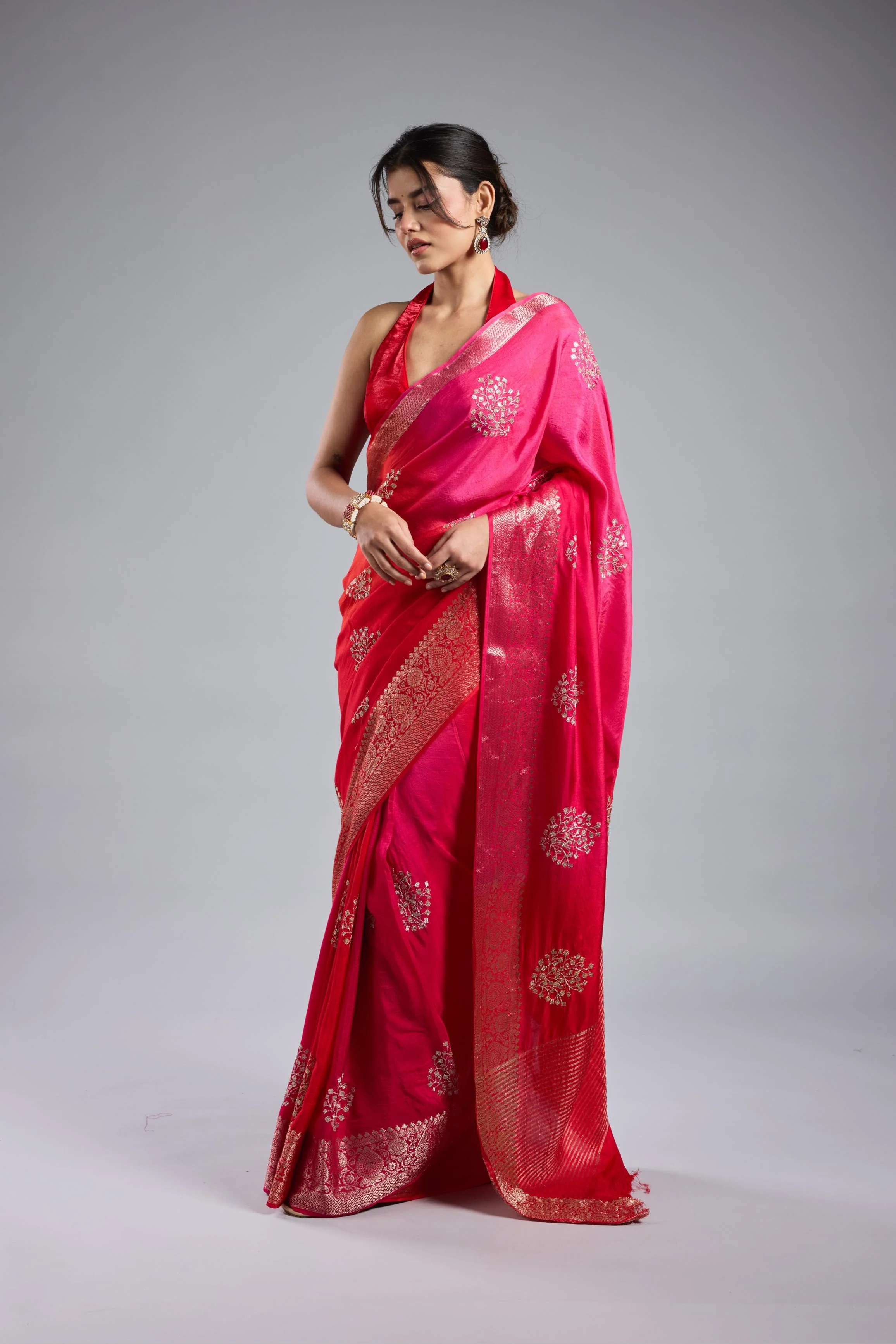 Pink Ombre Dyed Premium Silk Saree - Image 3