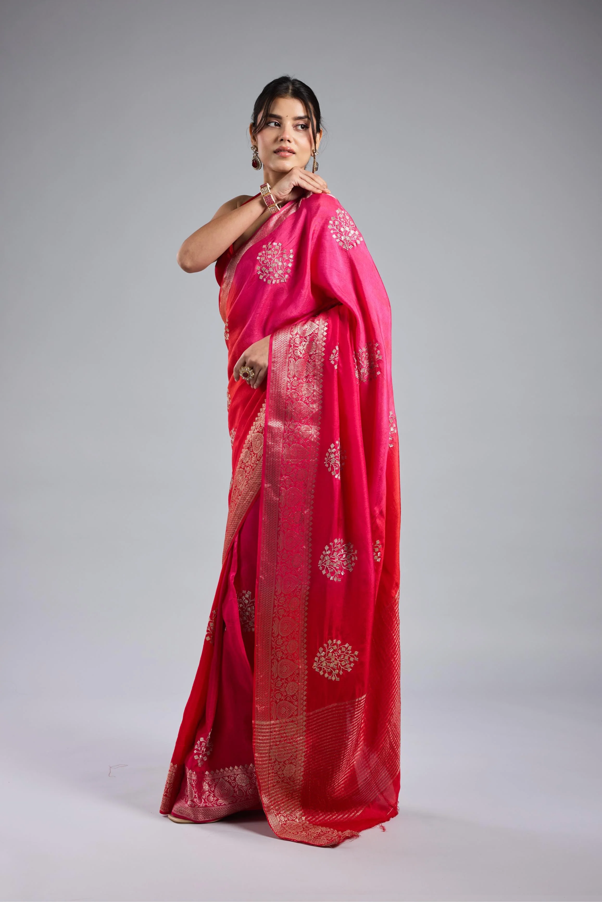 Pink Ombre Dyed Premium Silk Saree - Image 4