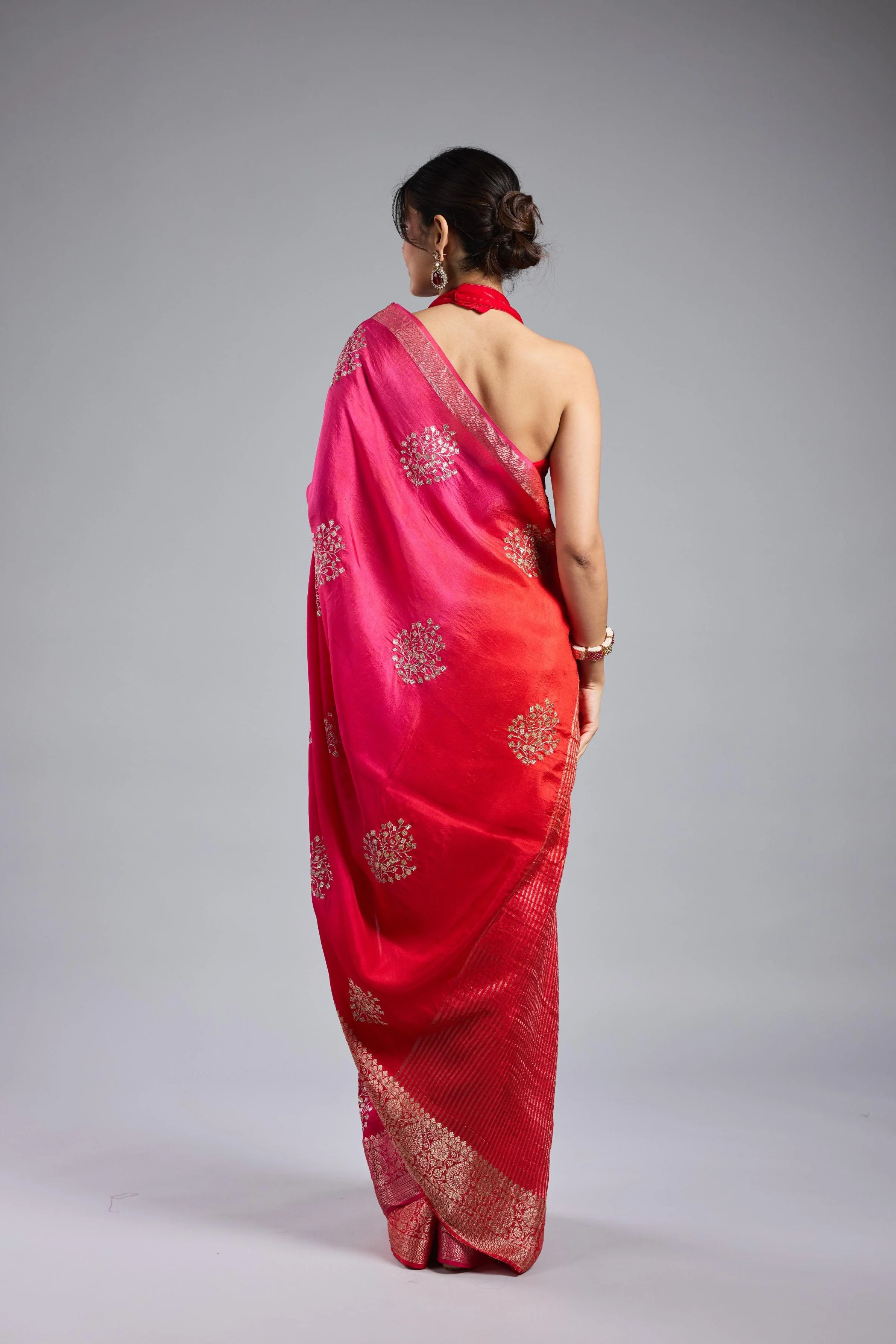 Pink Ombre Dyed Premium Silk Saree - Image 5