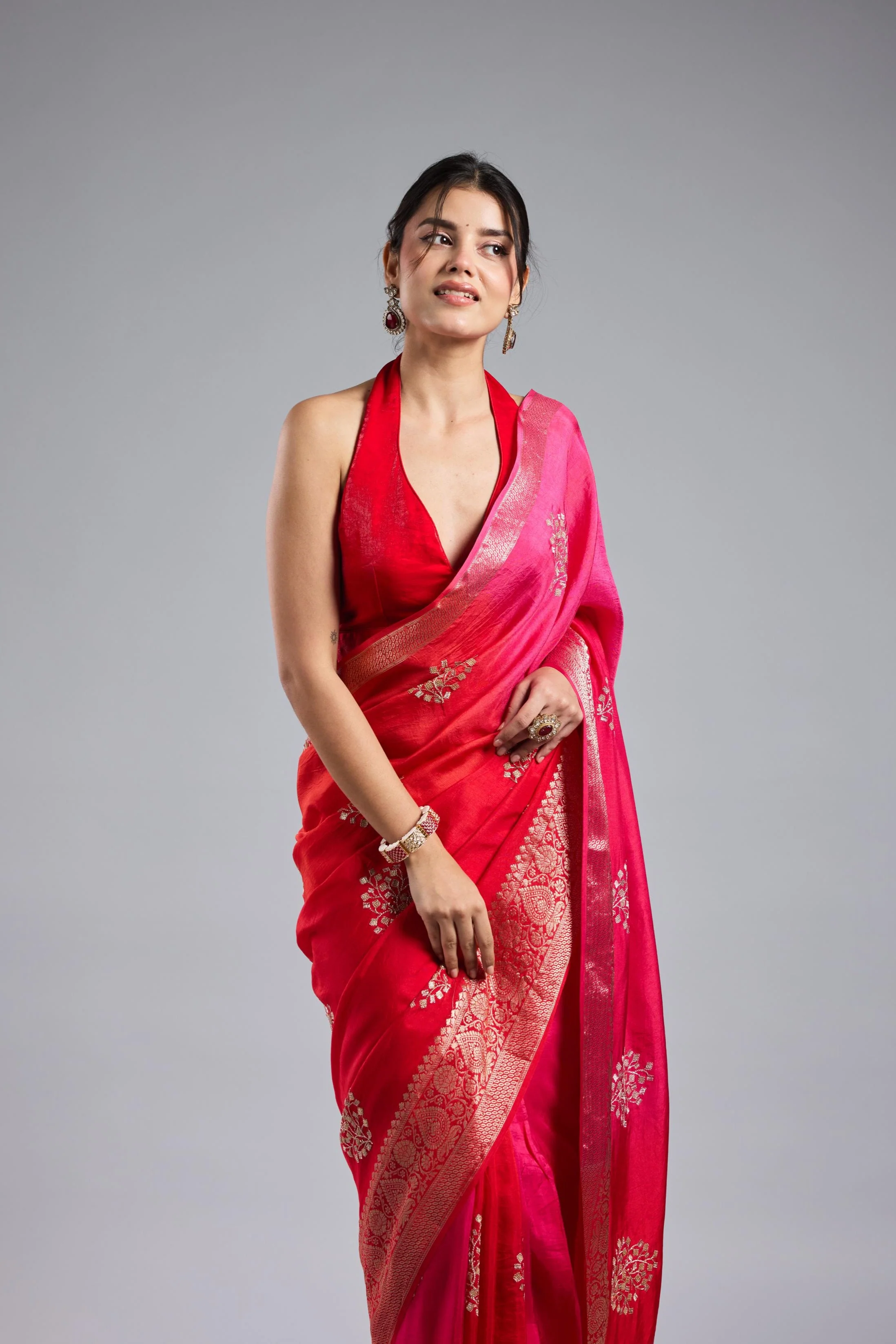 Pink Ombre Dyed Premium Silk Saree - Image 7