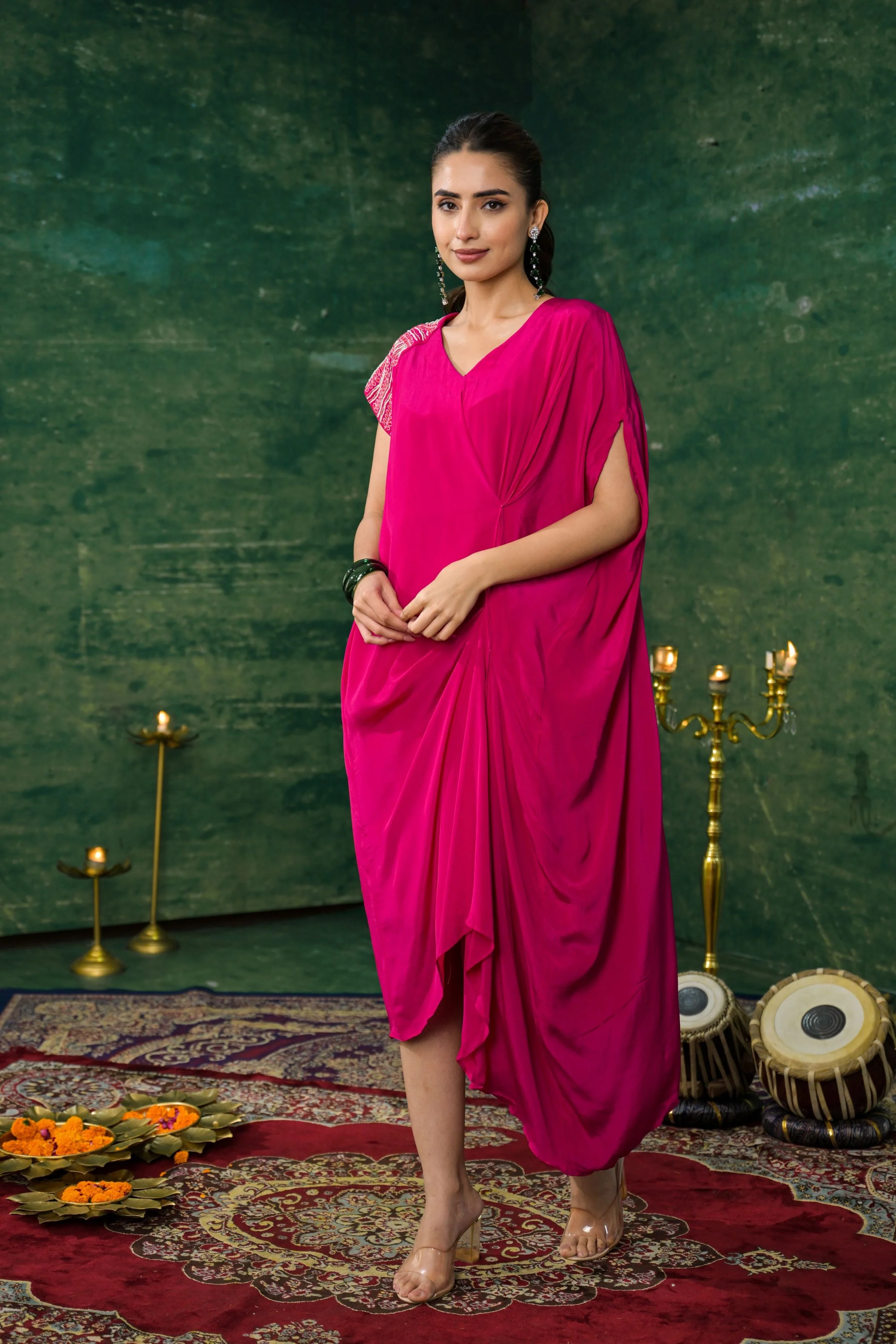 Pink Premium Silk Draped Dress - Image 4