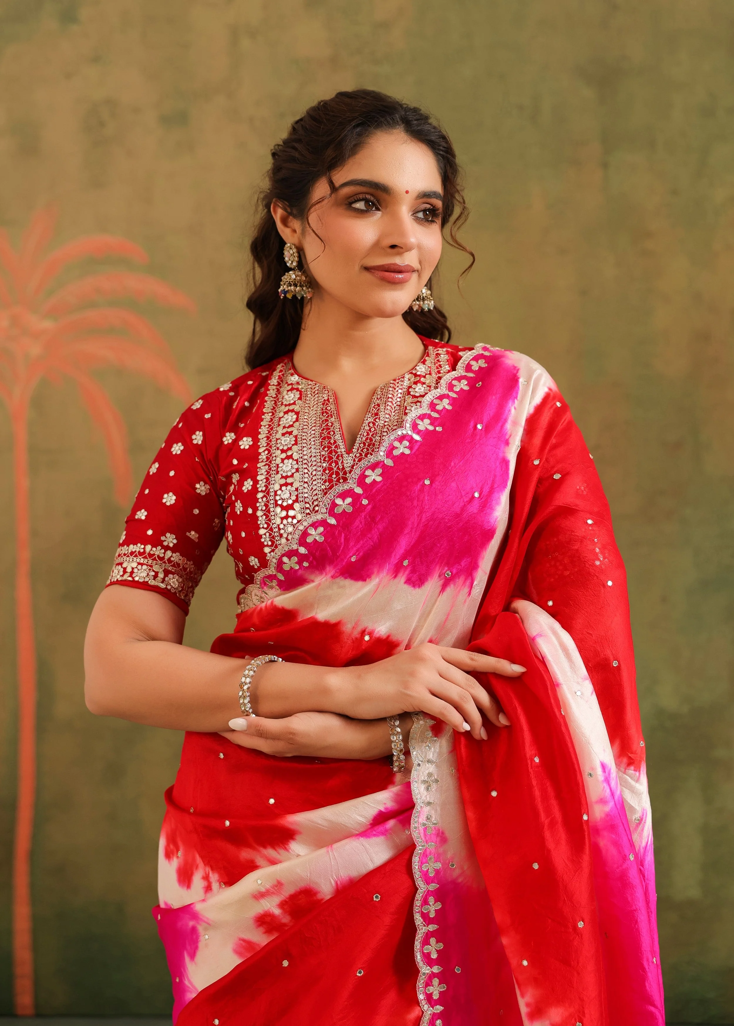 Multicolor Tie-Dye Printed Premium Silk Saree - Image 3