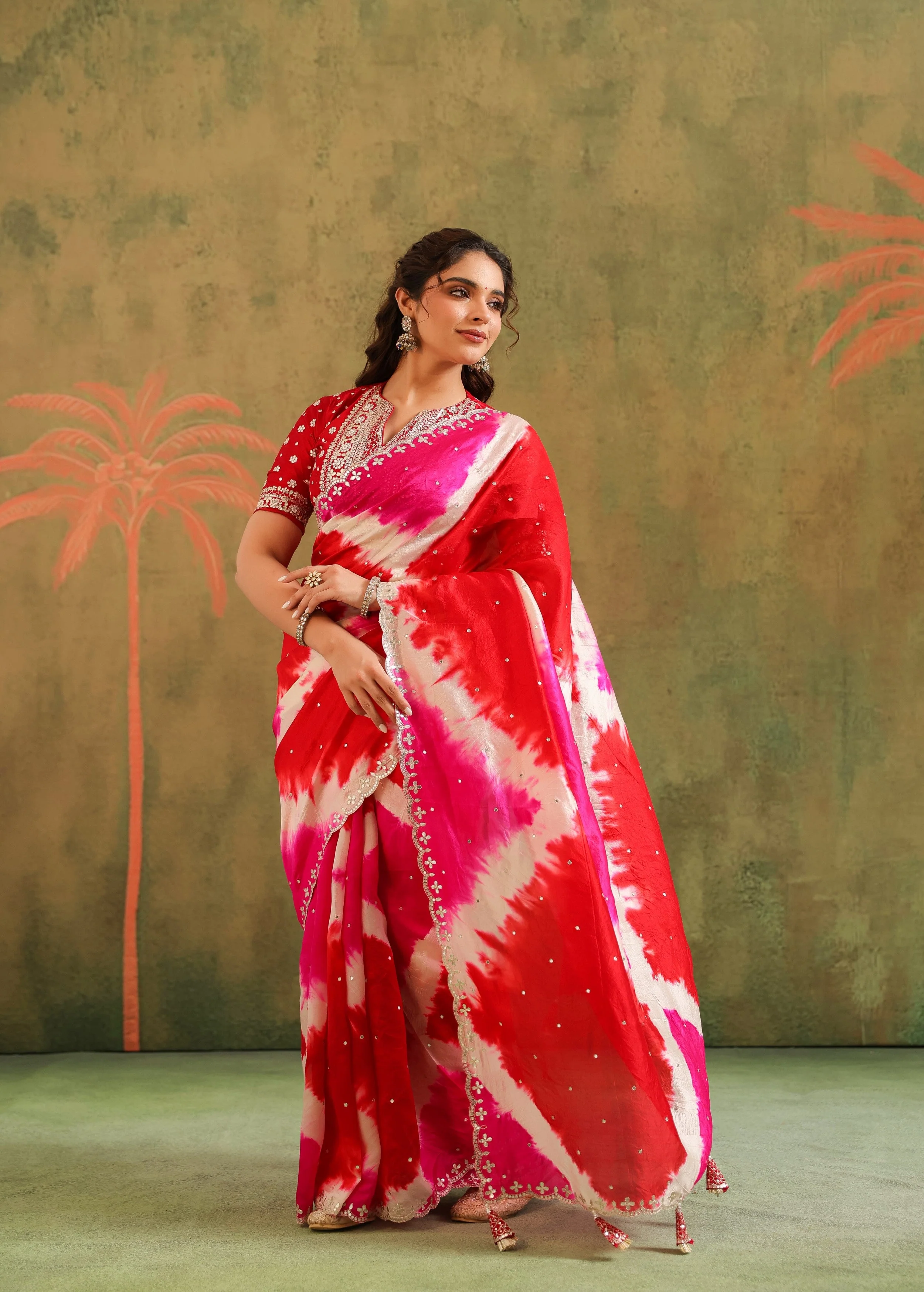 Multicolor Tie-Dye Printed Premium Silk Saree - Image 4