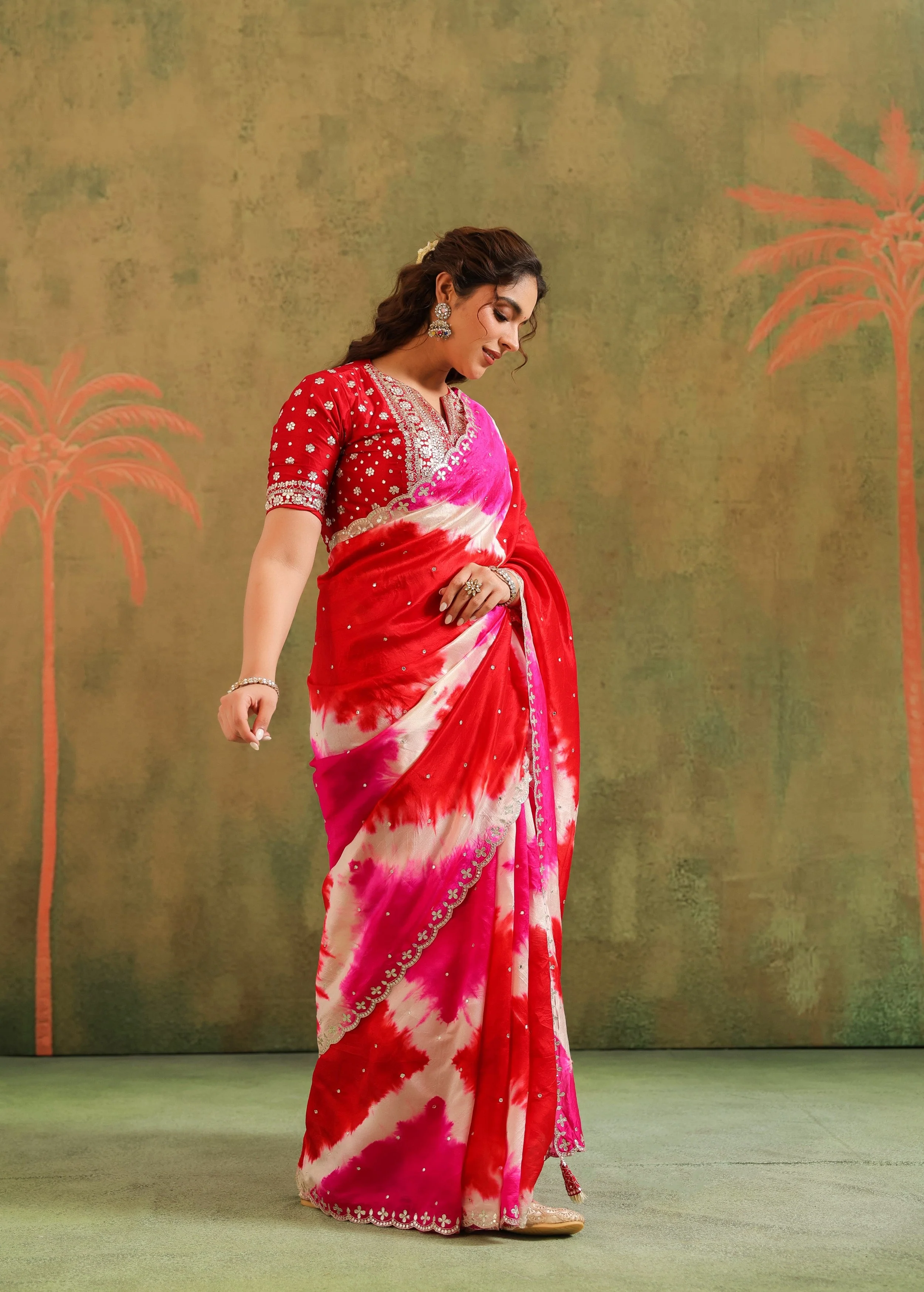 Multicolor Tie-Dye Printed Premium Silk Saree - Image 5