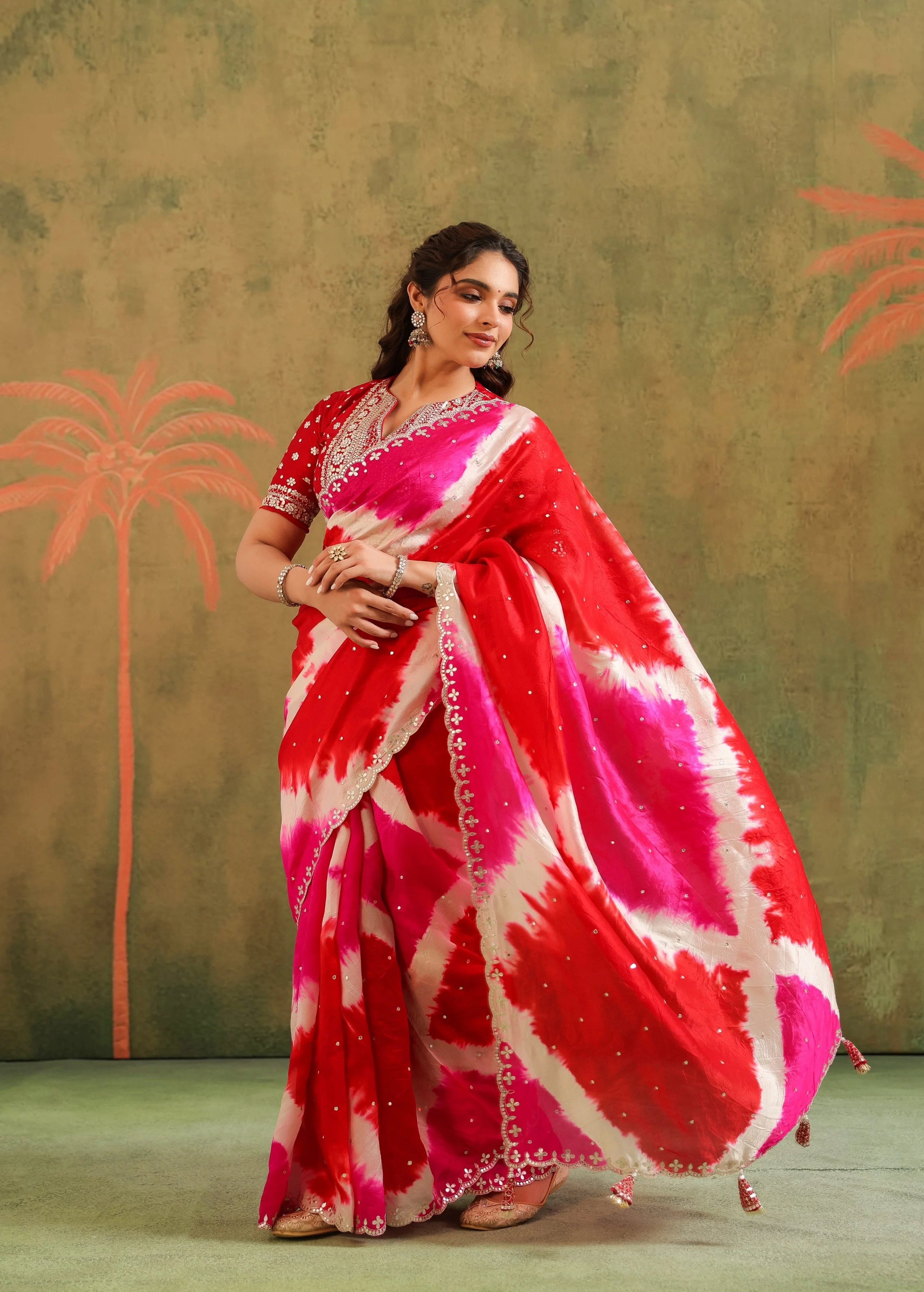 Multicolor Tie-Dye Printed Premium Silk Saree - Image 6