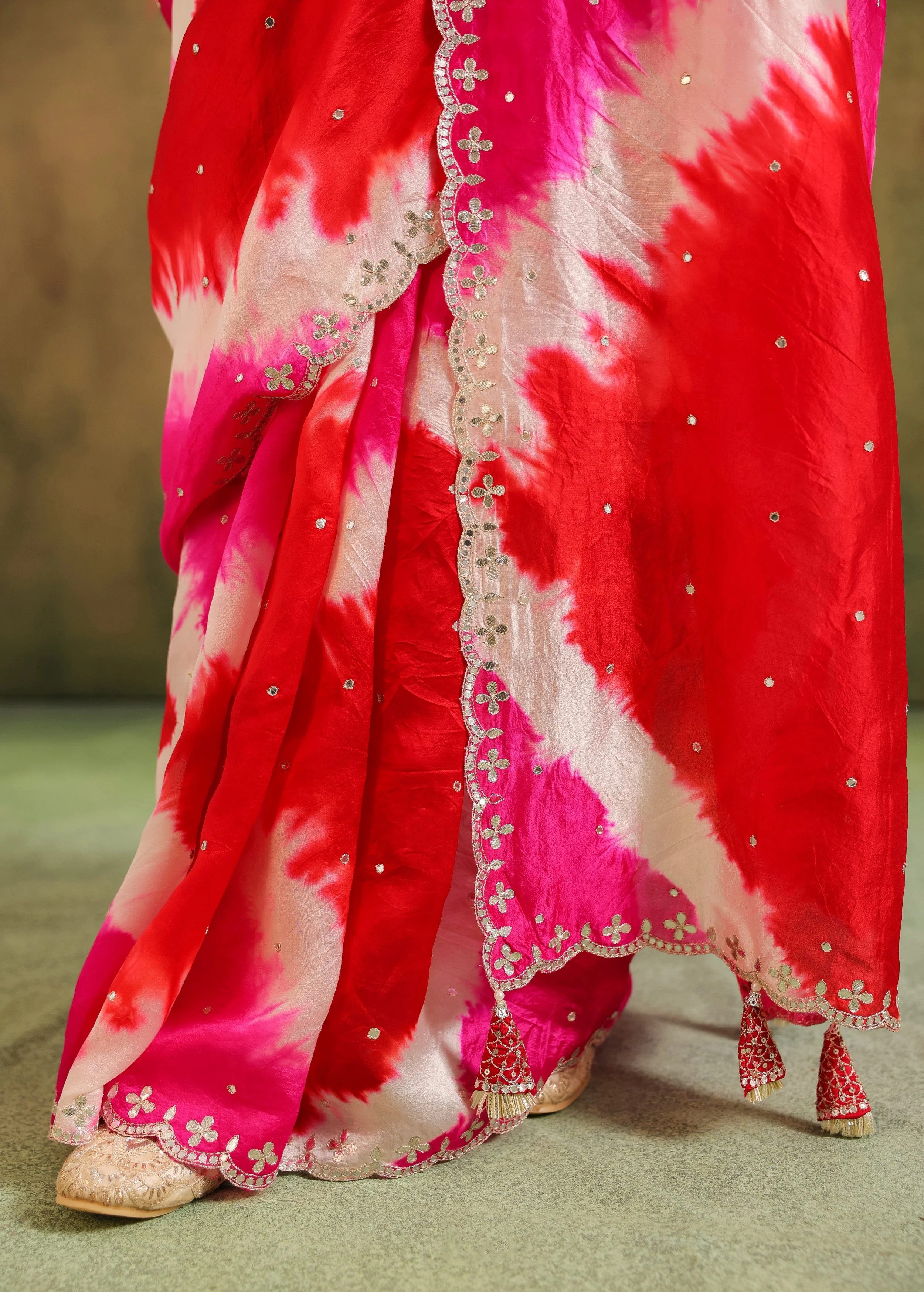 Multicolor Tie-Dye Printed Premium Silk Saree - Image 7