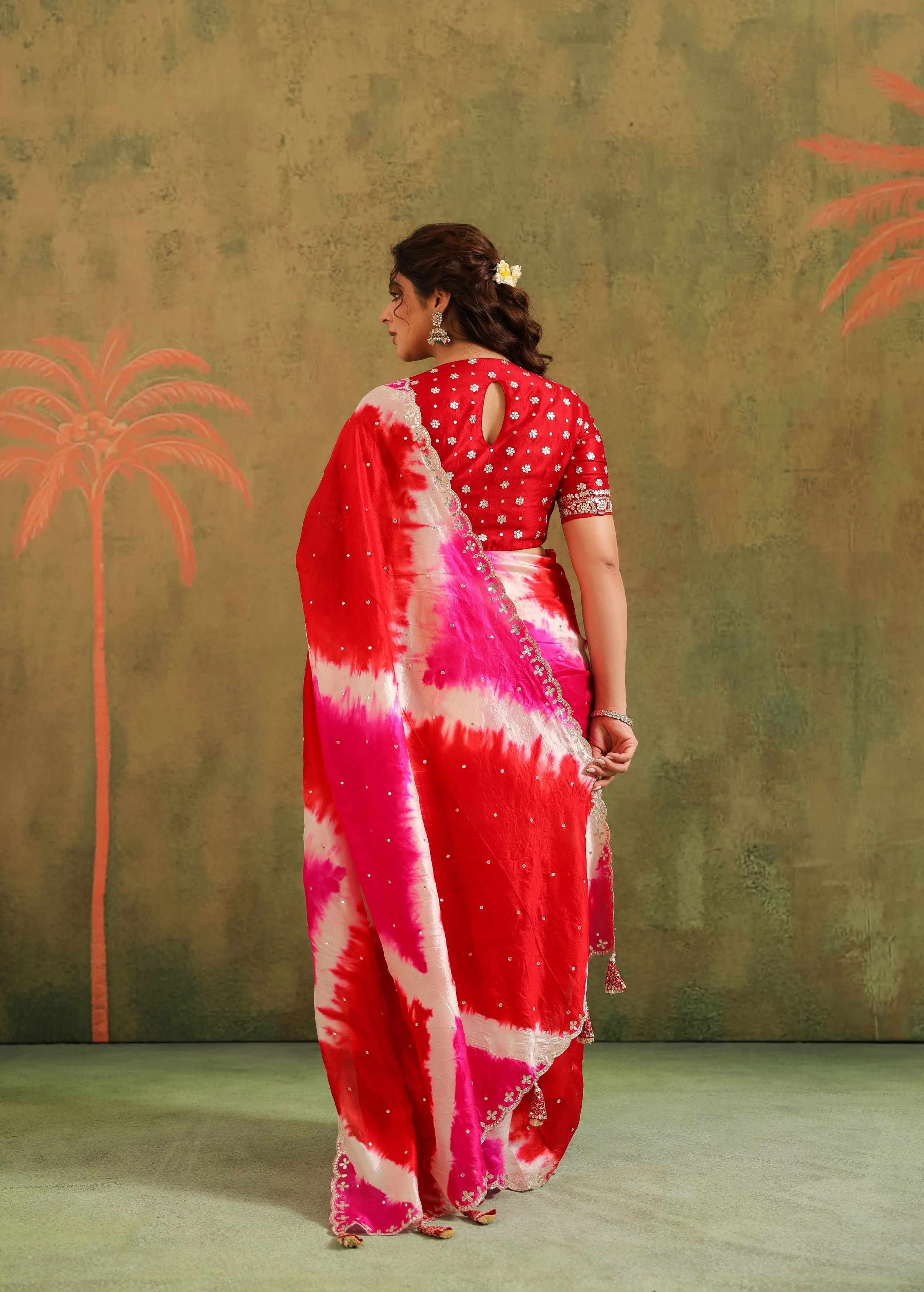 Multicolor Tie-Dye Printed Premium Silk Saree - Image 8