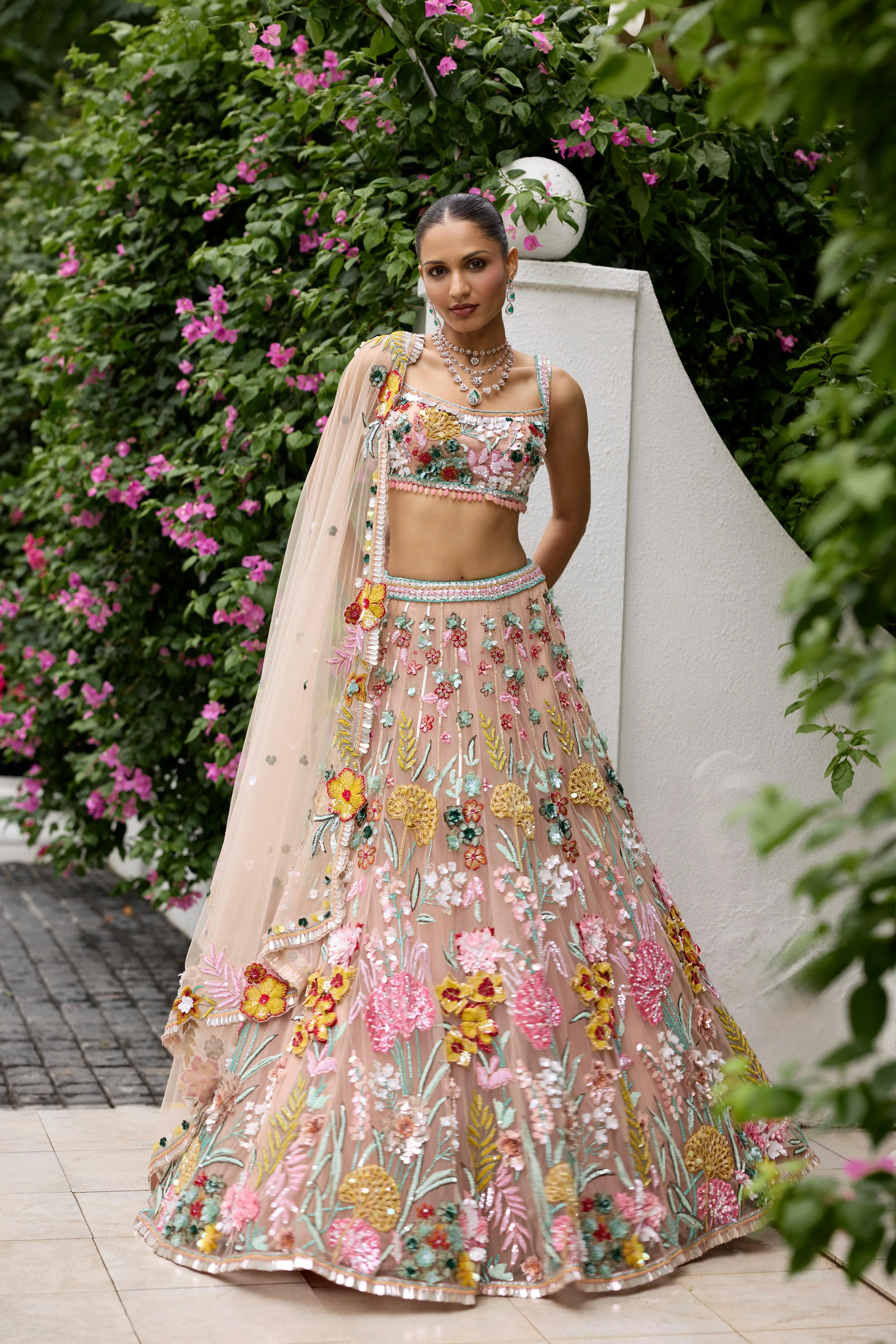 Soft Peach Embellished Premium Lehenga Set - Image 3