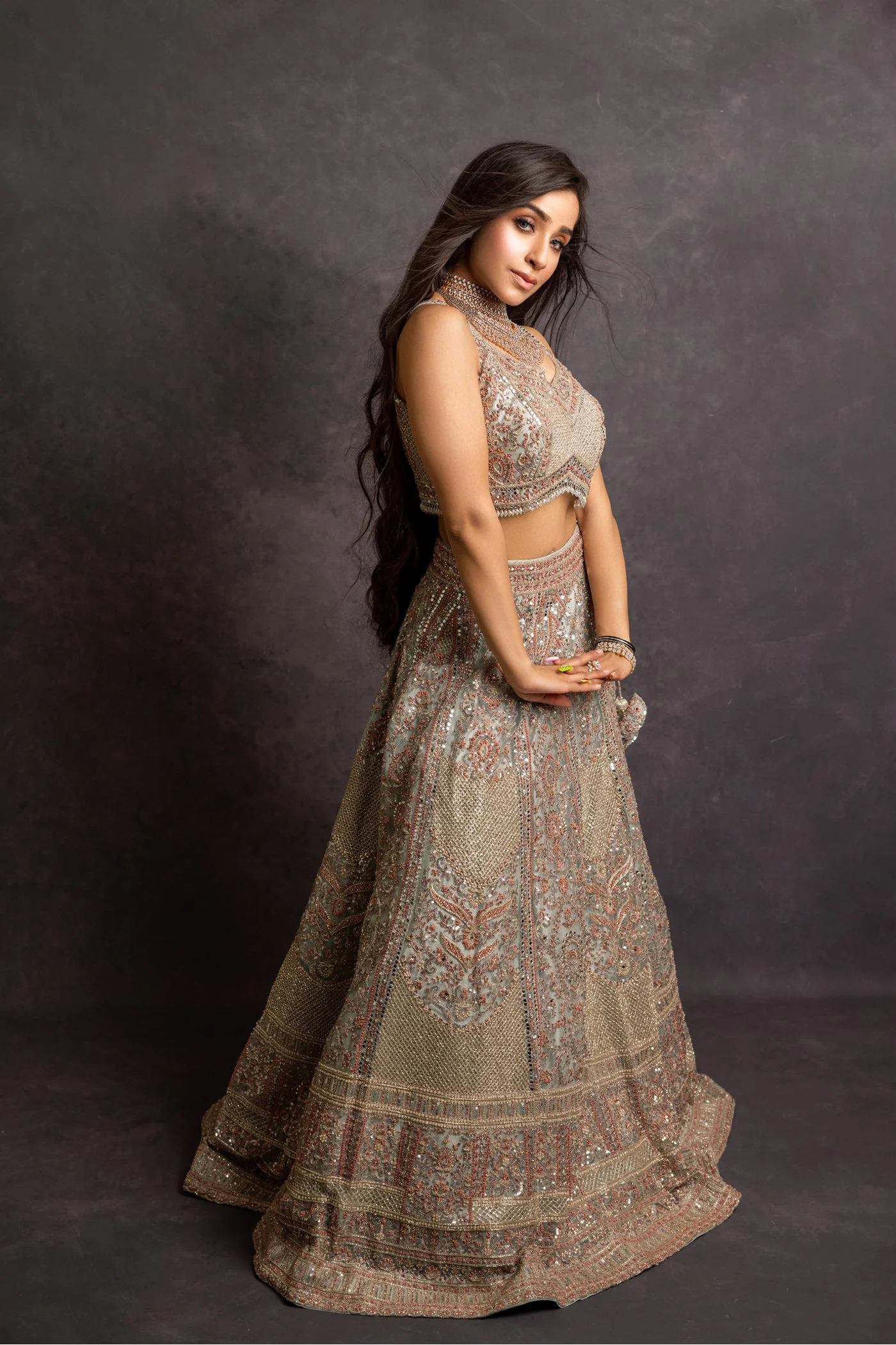 Pistachio Green Heavy Embroidered Lehenga Set - Image 2
