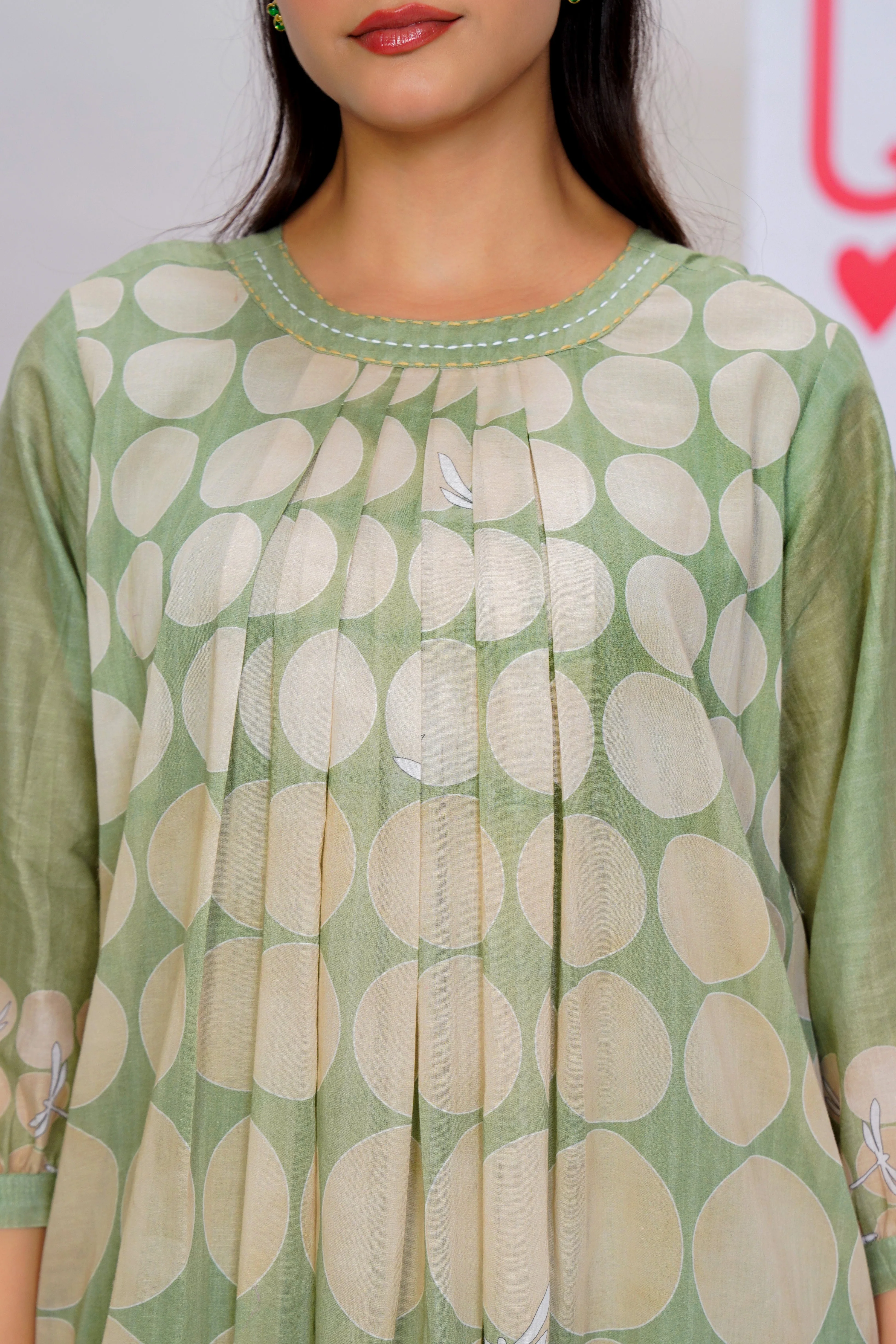 Sage Pop Printed Cotton Kurta Set - Image 2