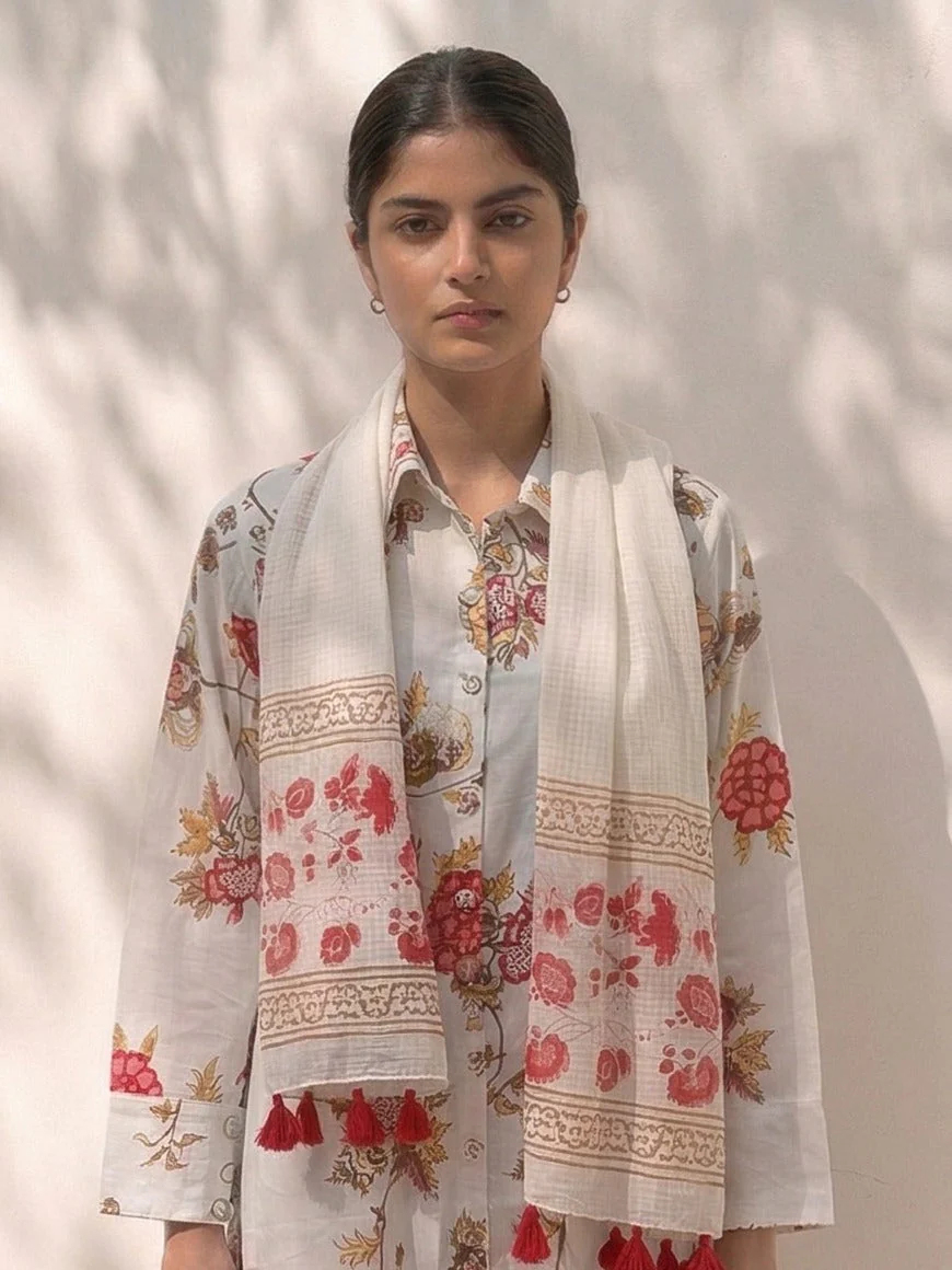 Ivory Flora Printed Cotton Pant Set - Image 2