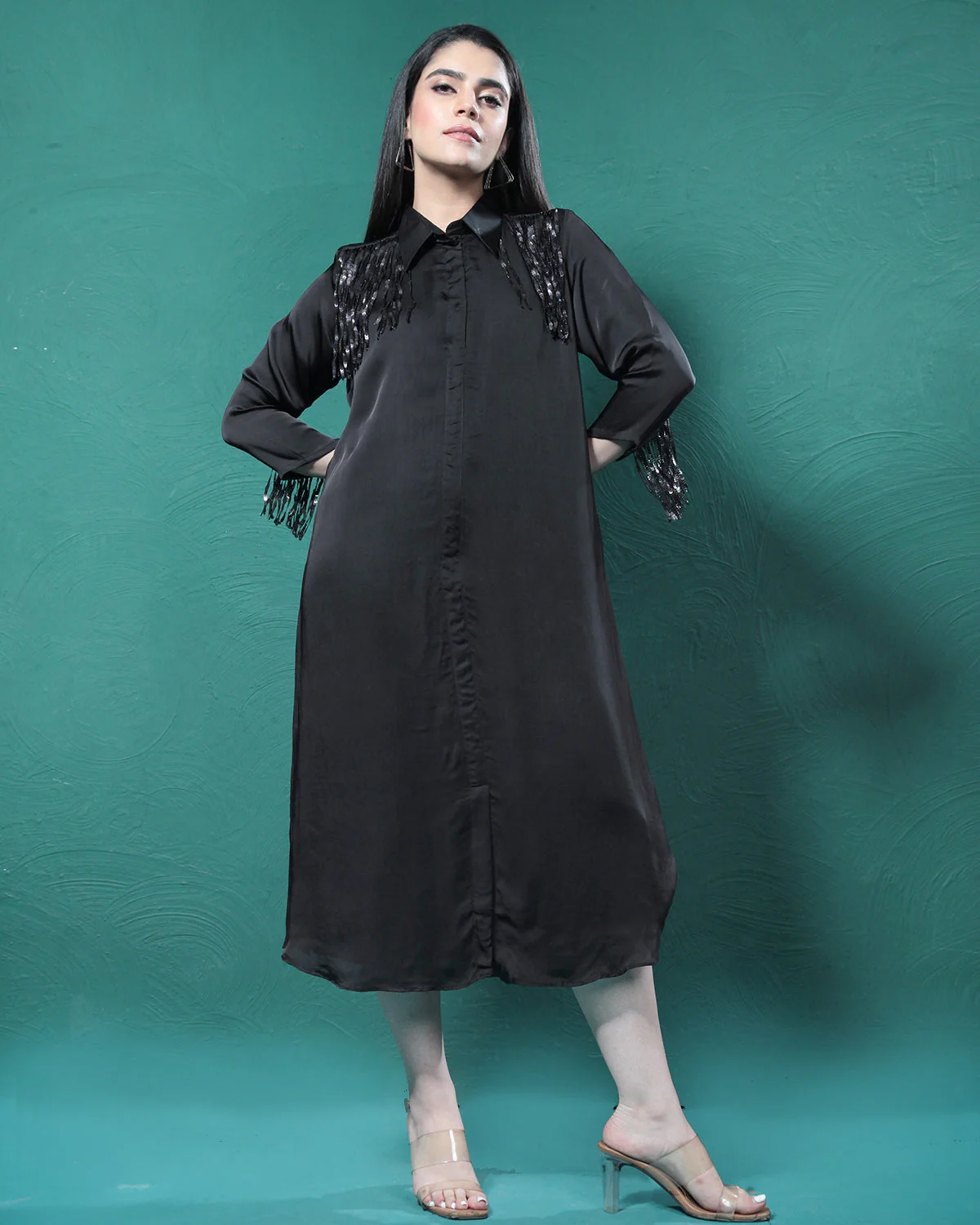 Black Martini Long Shirt Dress