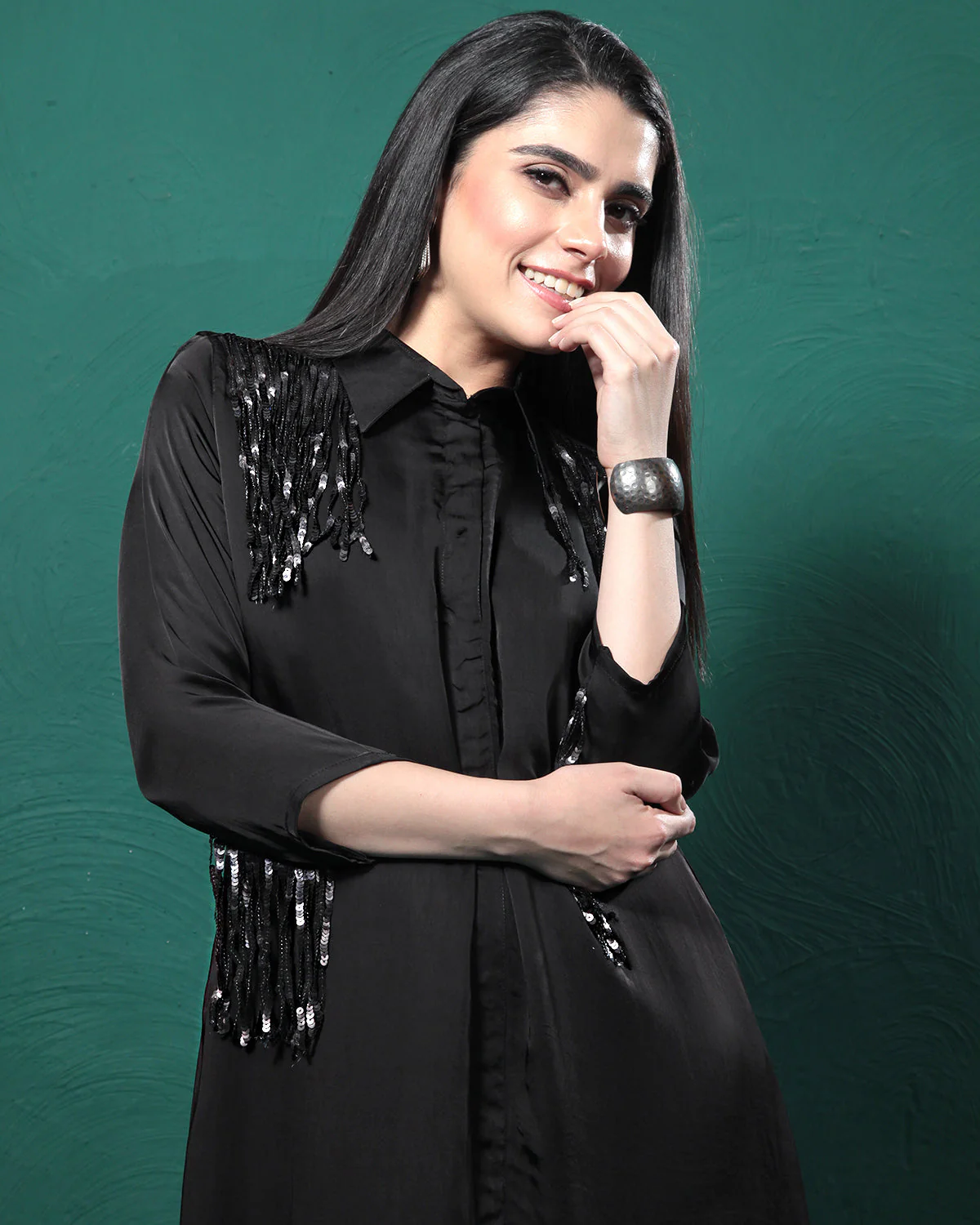 Black Martini Long Shirt Dress - Image 2