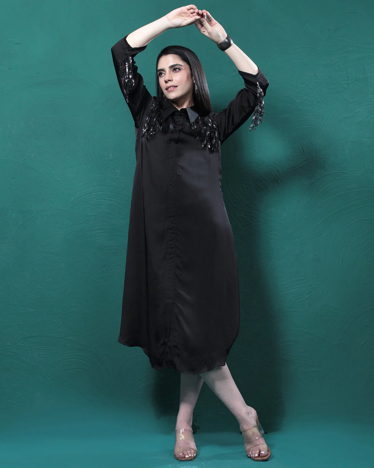 Black Martini Long Shirt Dress - Image 6
