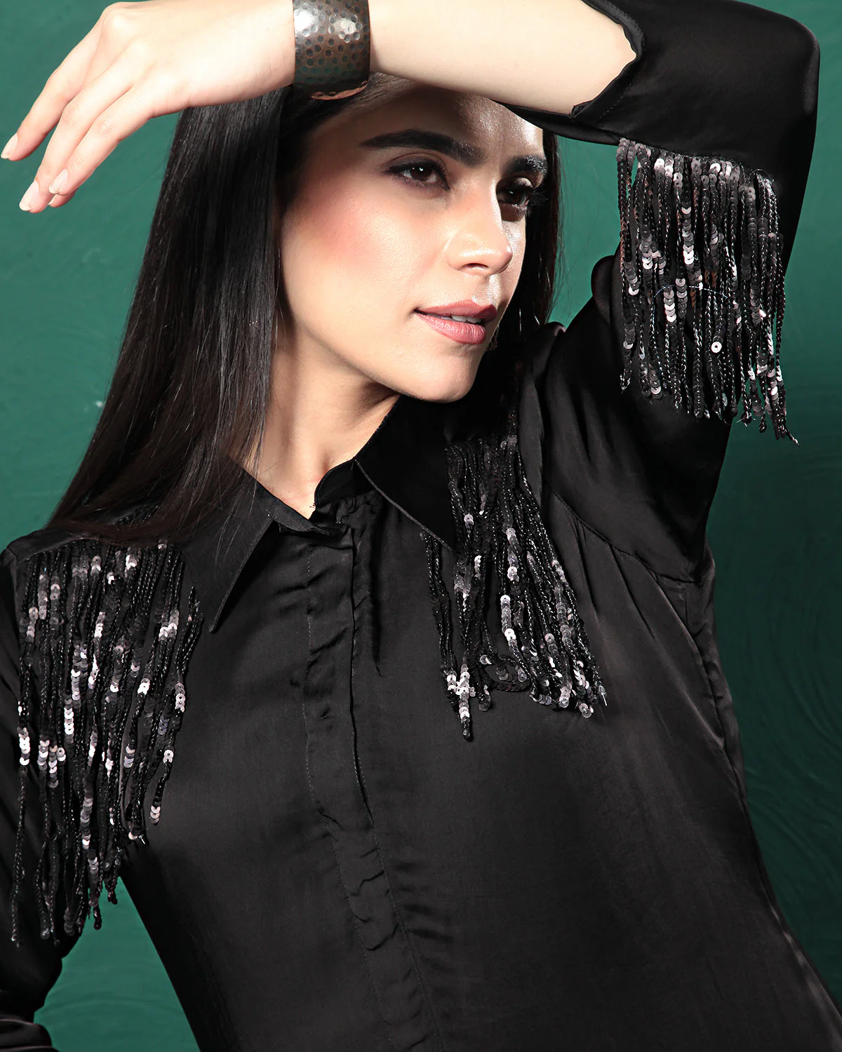 Black Martini Long Shirt Dress - Image 8