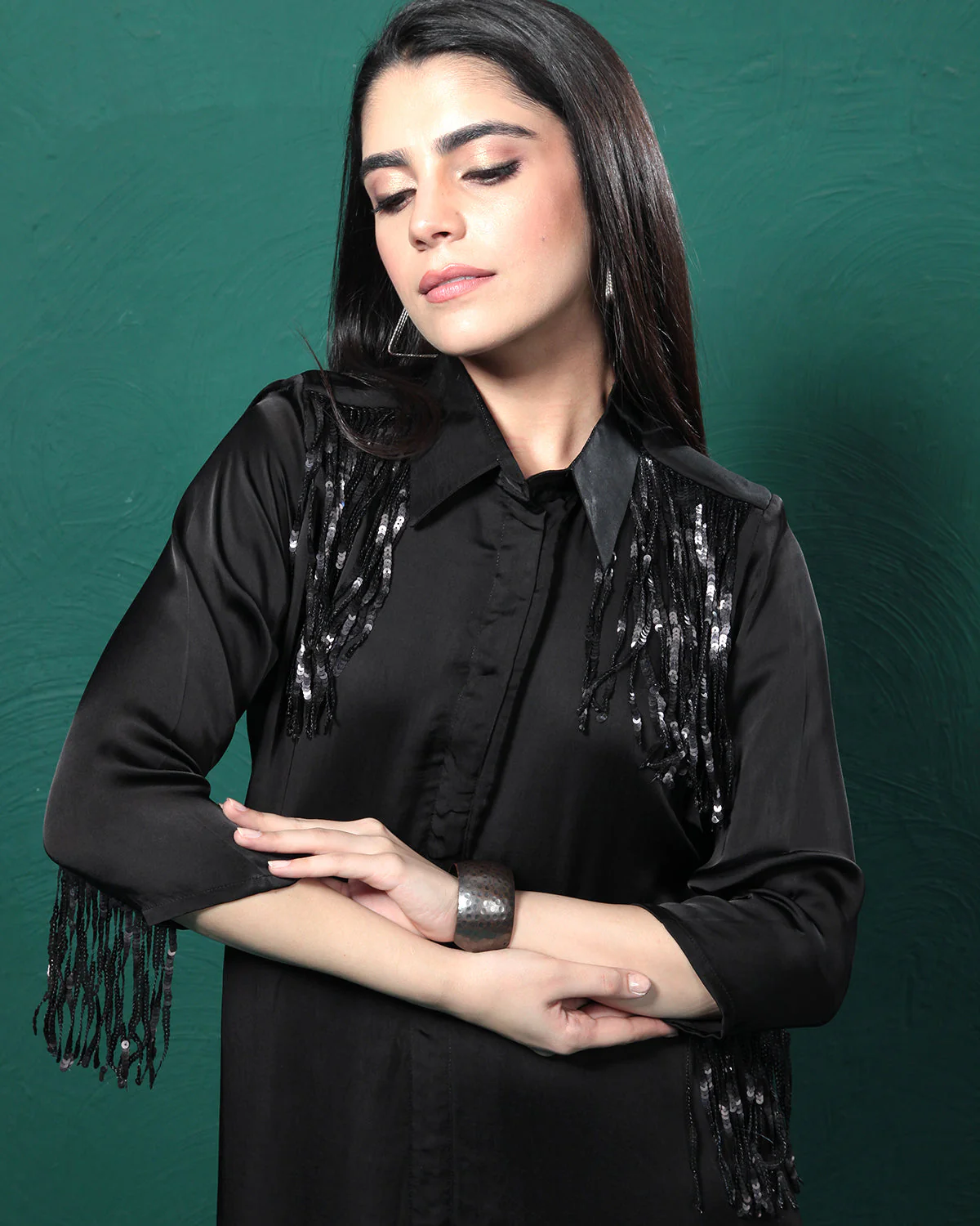 Black Martini Long Shirt Dress - Image 9