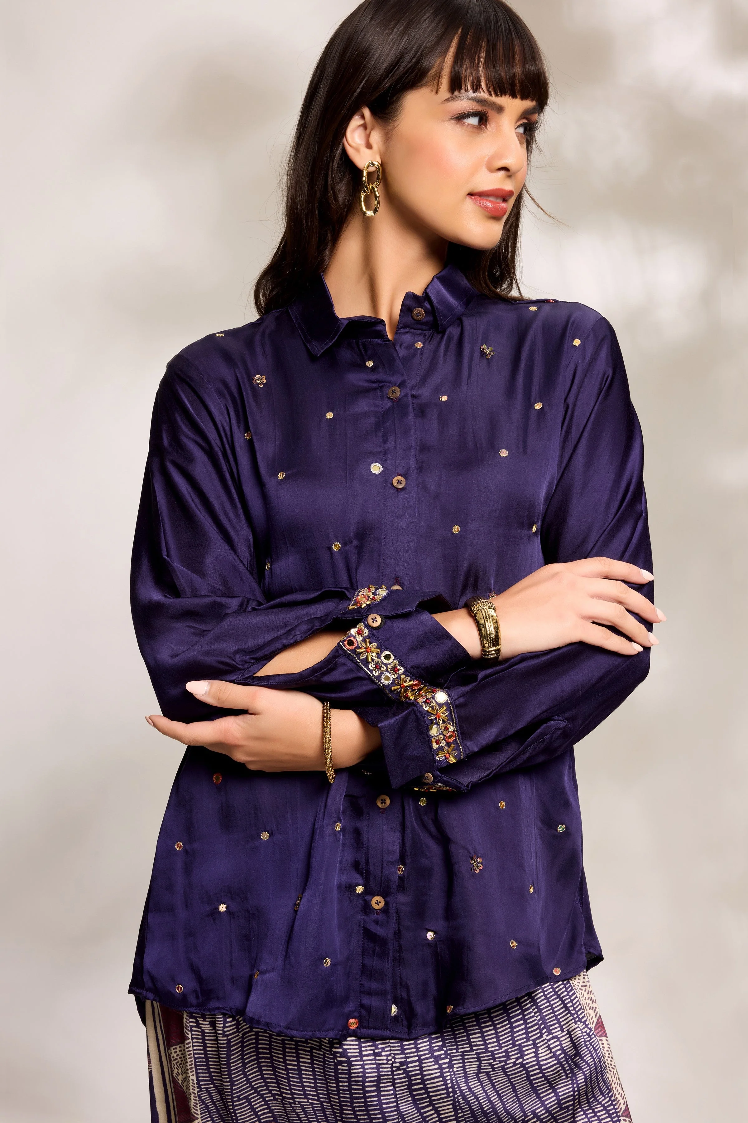 Purple Minimal Embellished Co-Ord Set - Image 2