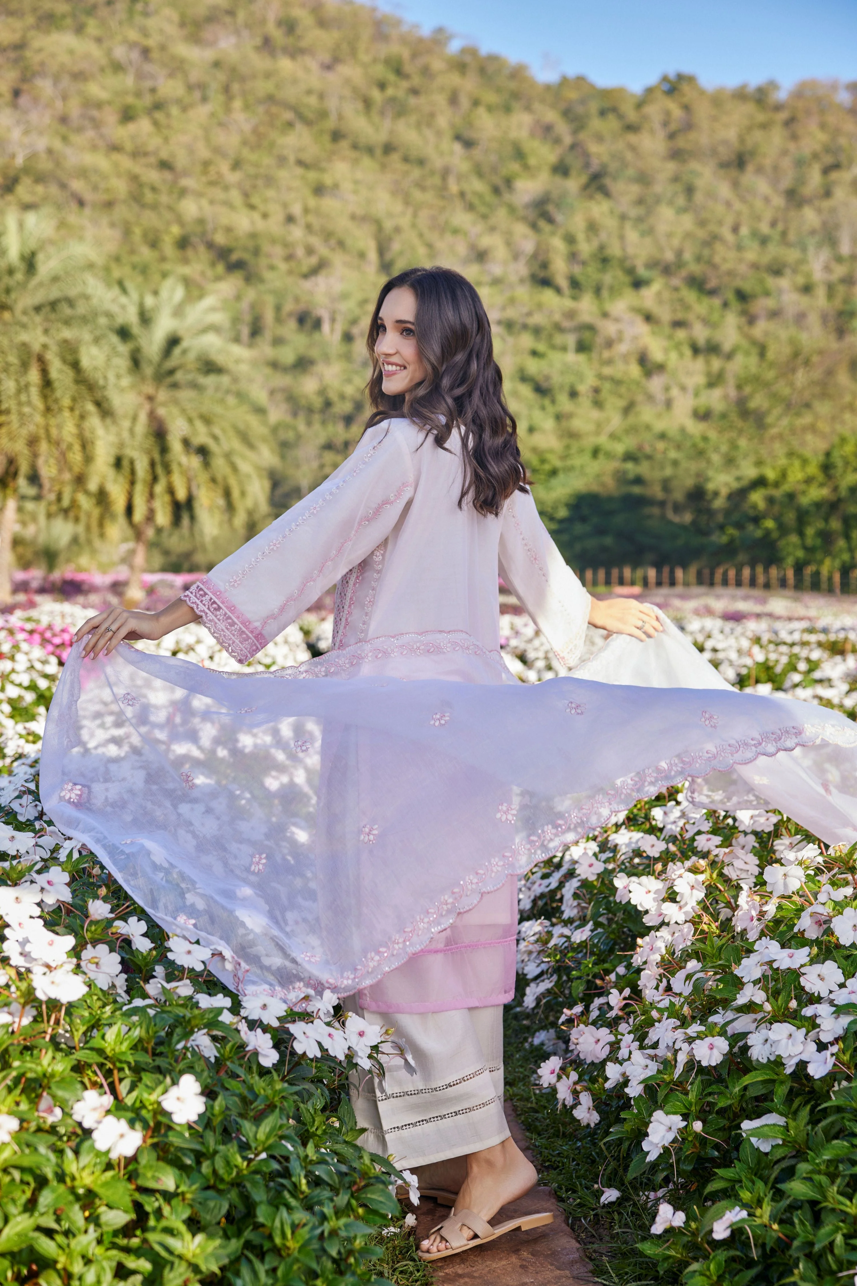 Nazeen Gulabi Embellished Organza Silk Pant Set - Image 3