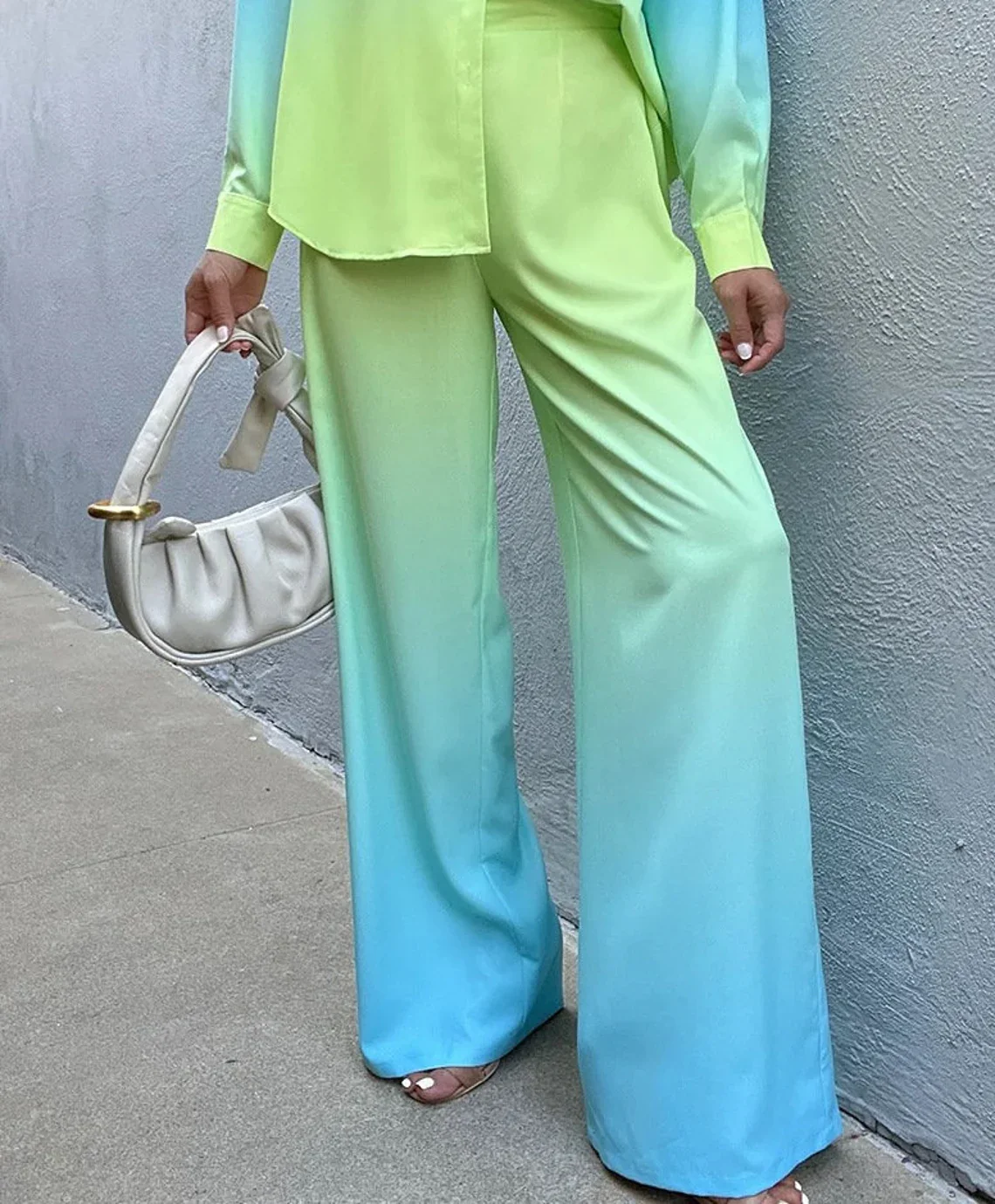 Radiant Blue Ombre French Crepe Co-Ord Set - Image 3