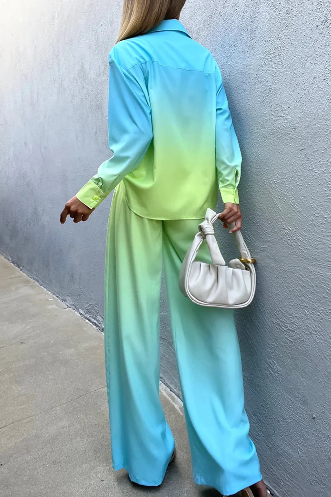 Radiant Blue Ombre French Crepe Co-Ord Set - Image 4