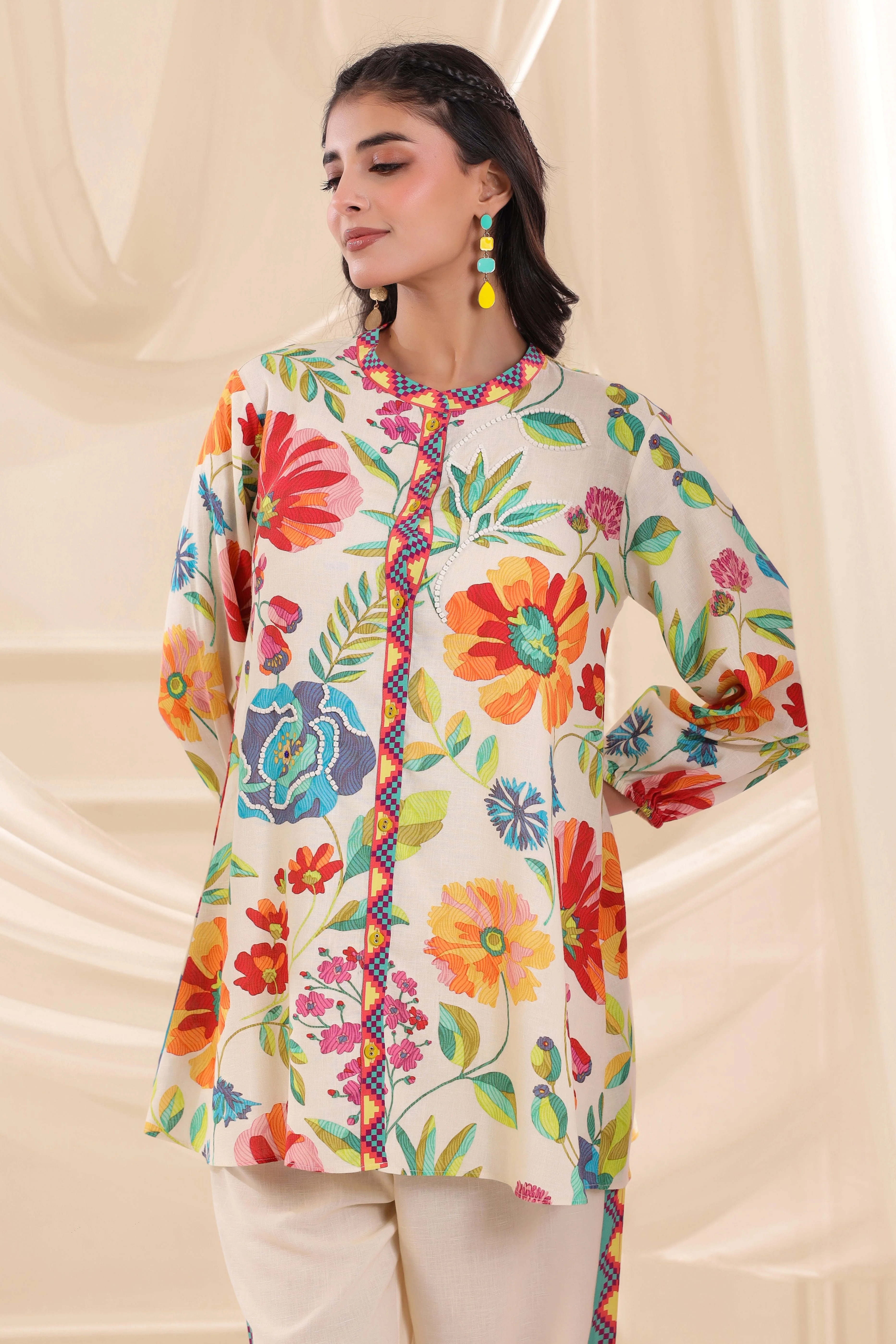 Rainbow Hues Printed Linen Co-Ord Set - Image 2