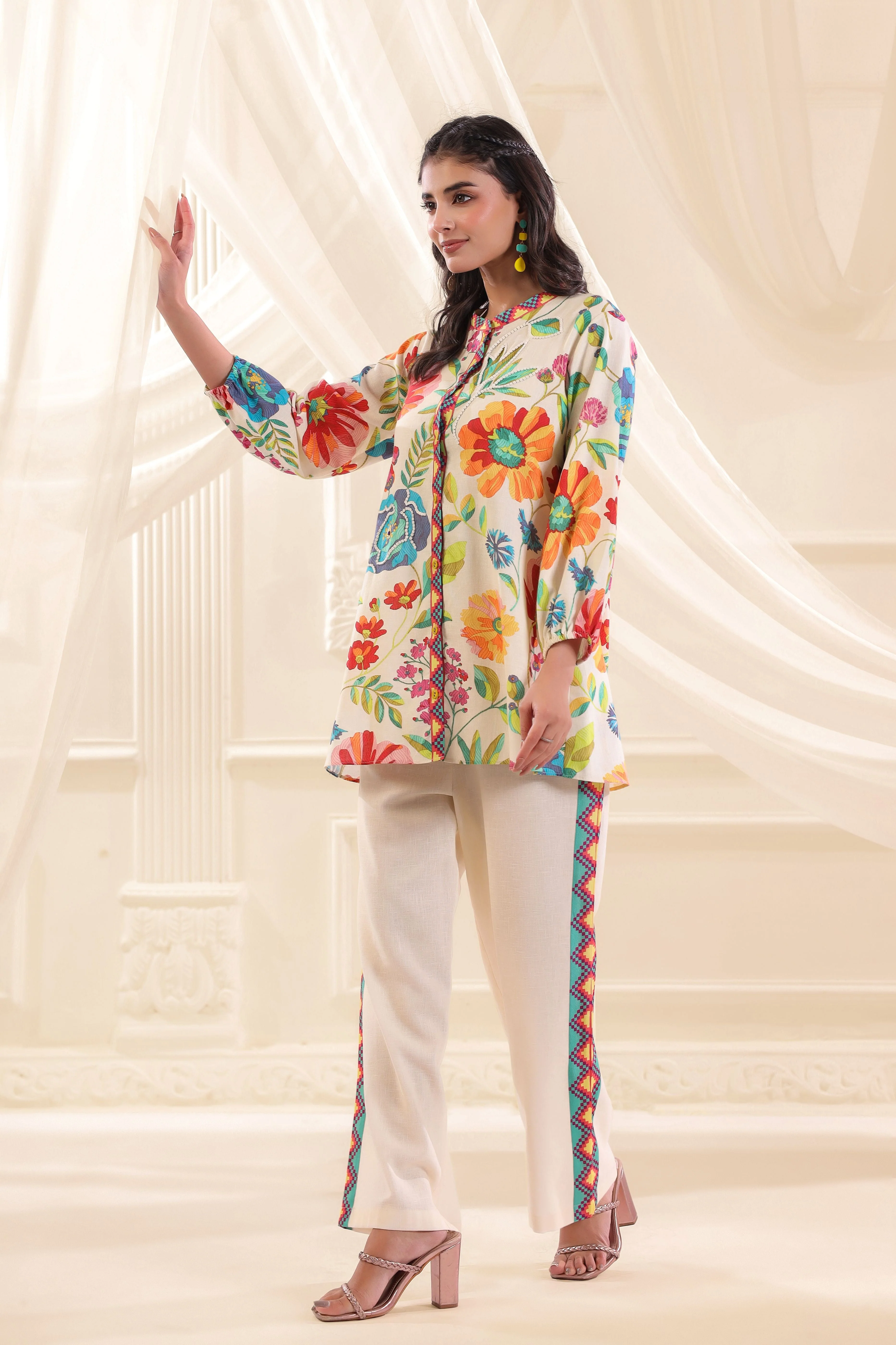 Rainbow Hues Printed Linen Co-Ord Set - Image 4
