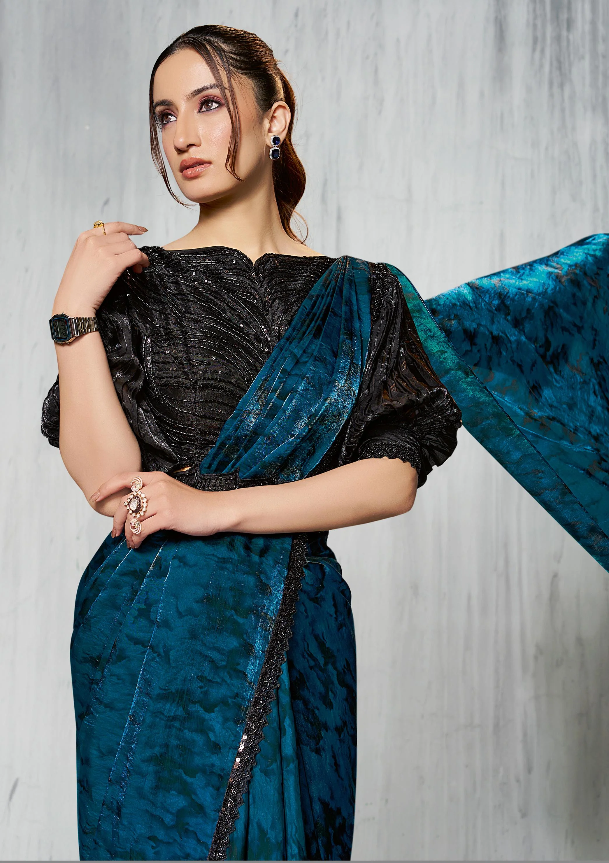 Rama Elegance Two-Tone Satin Silk Saree - Image 2
