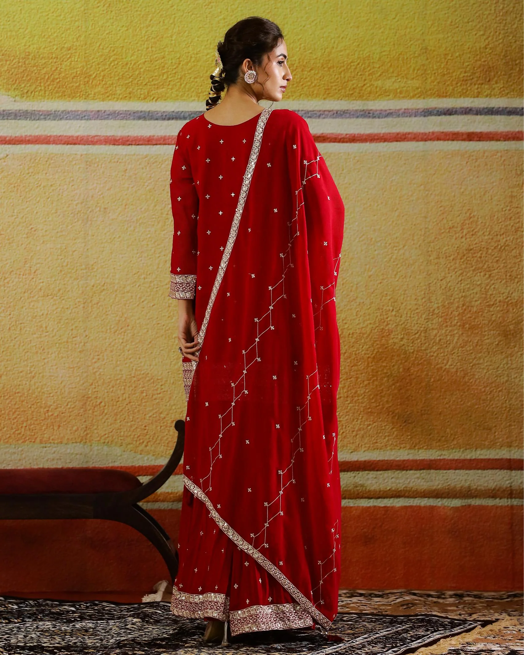 Rani Pink Embellished Georgette Silk Palazzo Set - Image 5