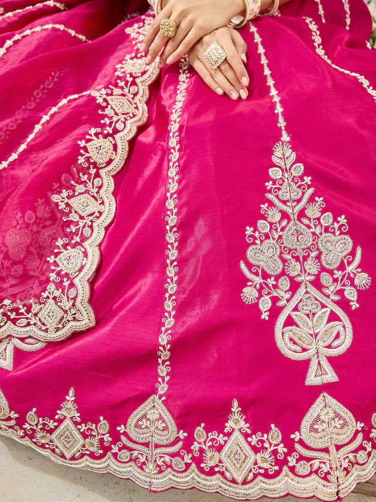 Rani Pink Embellished Premium Silk Lehenga Set - Image 7