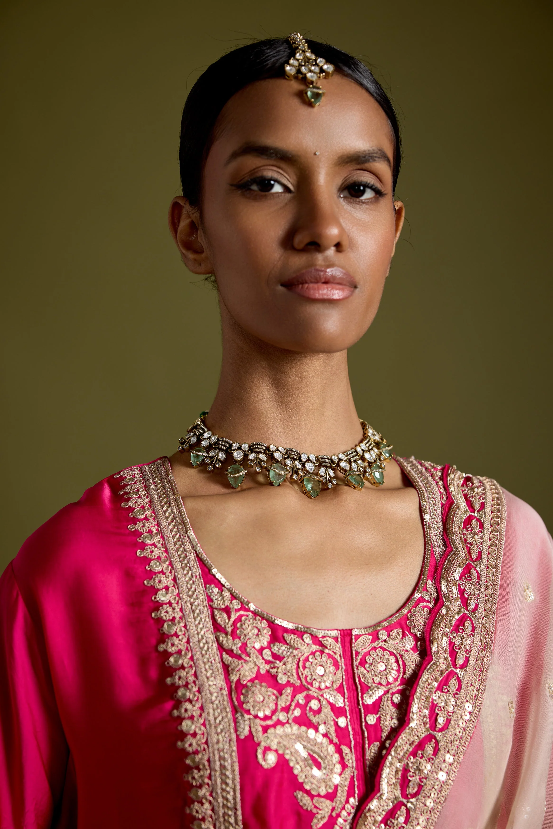 Pink Embellished Satin Silk Sharara Set - Image 3