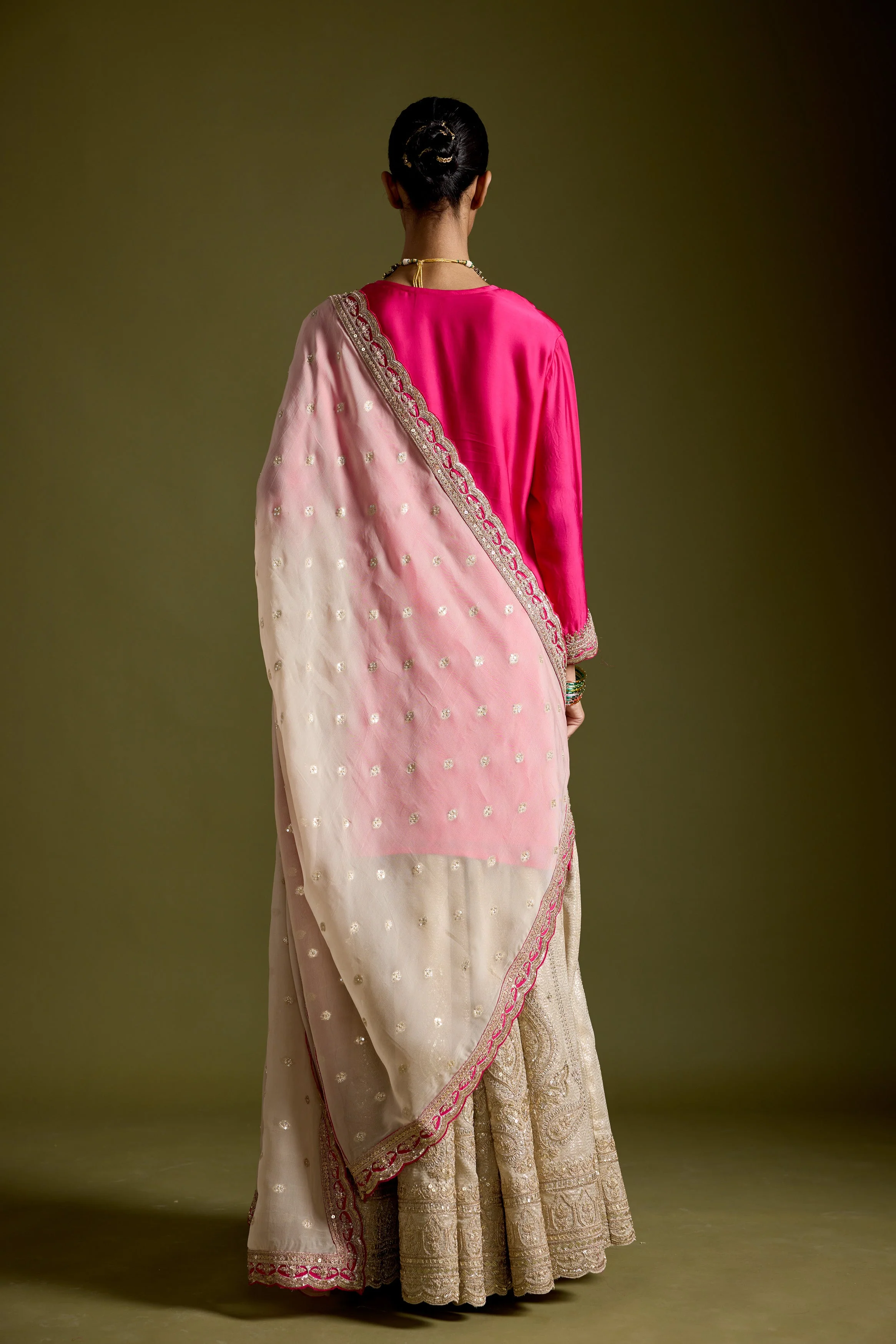 Pink Embellished Satin Silk Sharara Set - Image 7