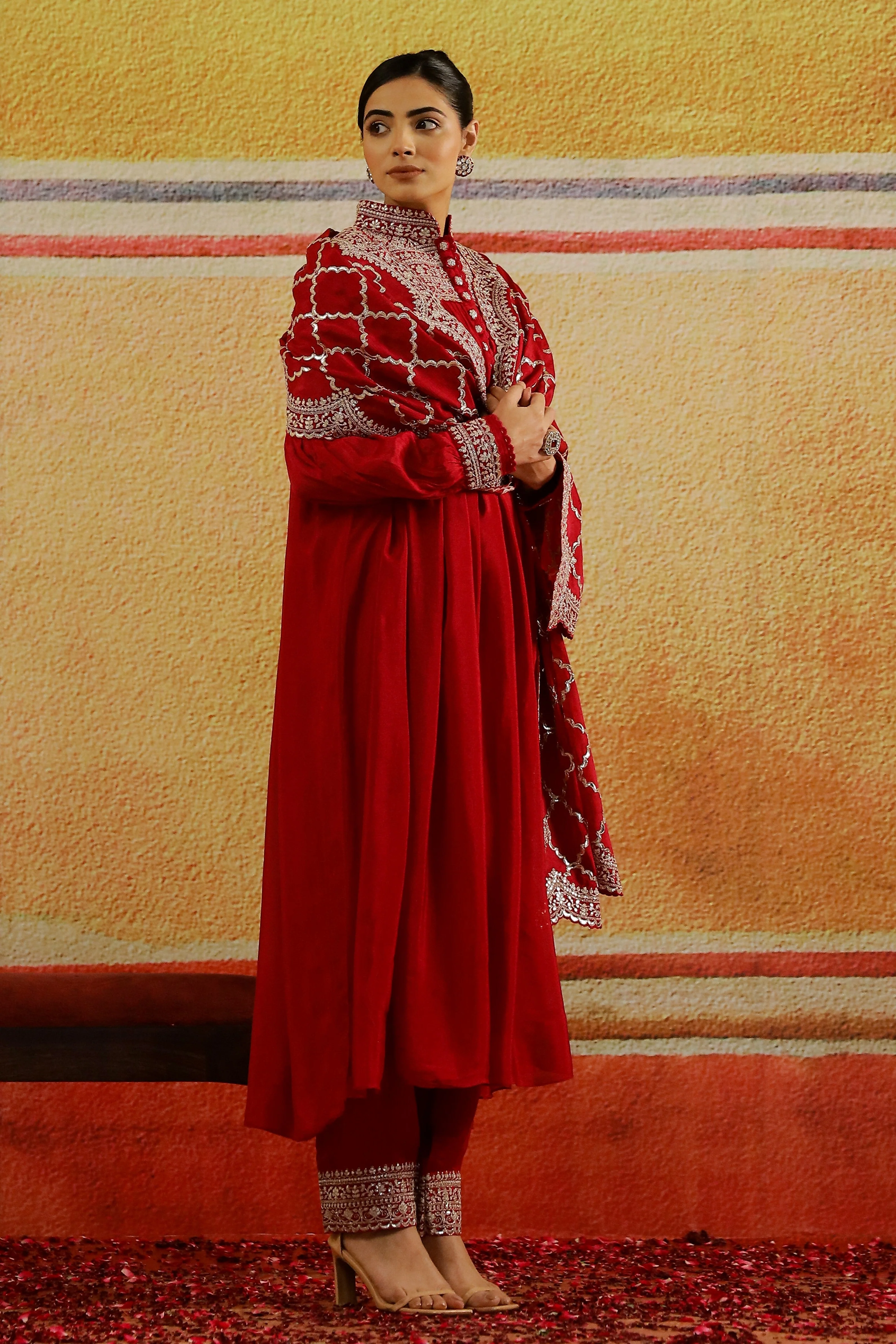 Pink Embellished Spanish Silk Pants Set - Image 3