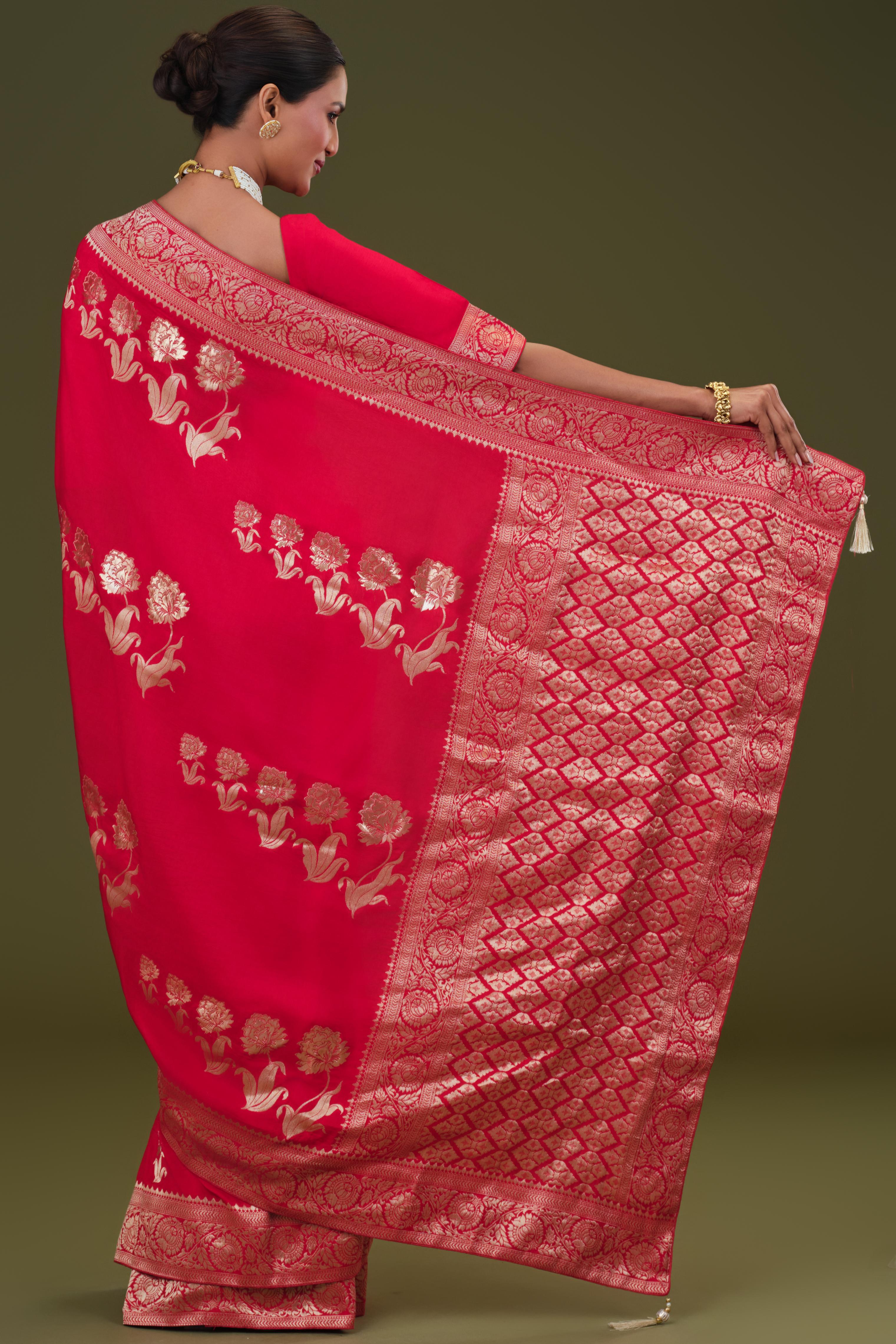 Red Zari Woven Dola Silk Saree - Image 3
