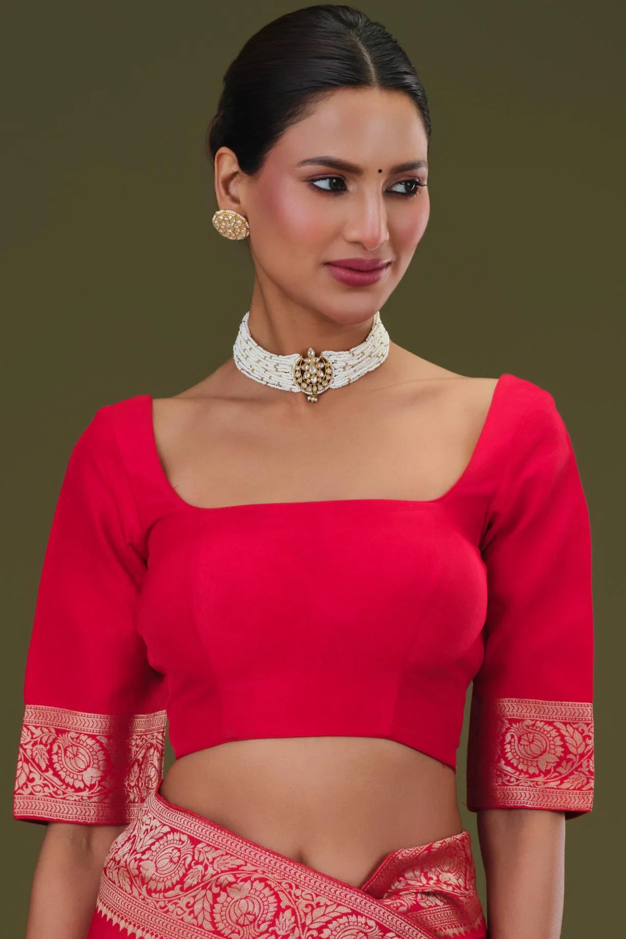 Red Zari Woven Dola Silk Saree - Image 8
