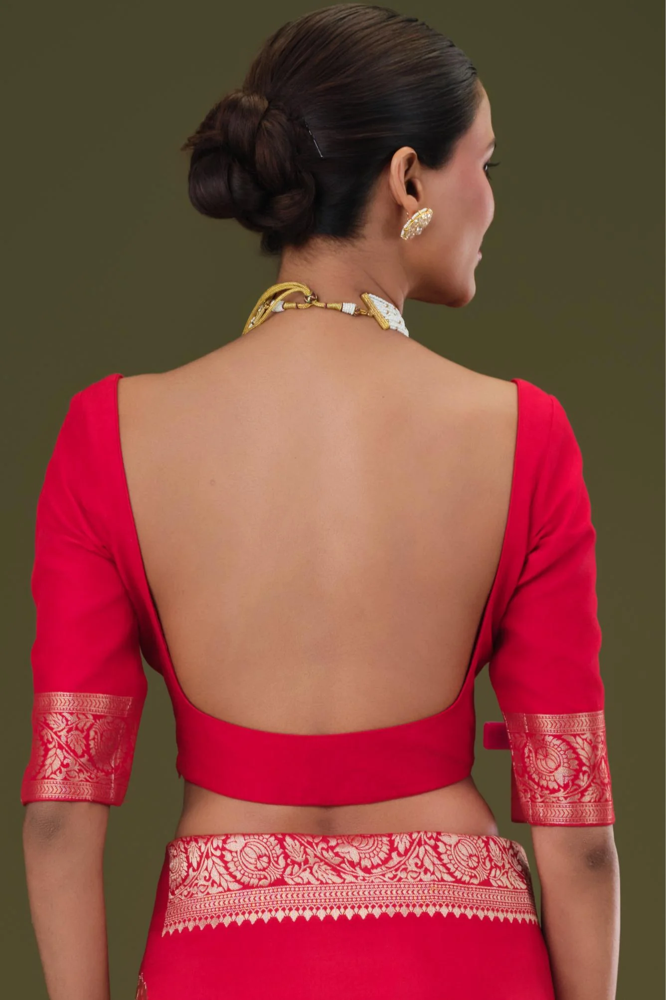 Red Zari Woven Dola Silk Saree - Image 9