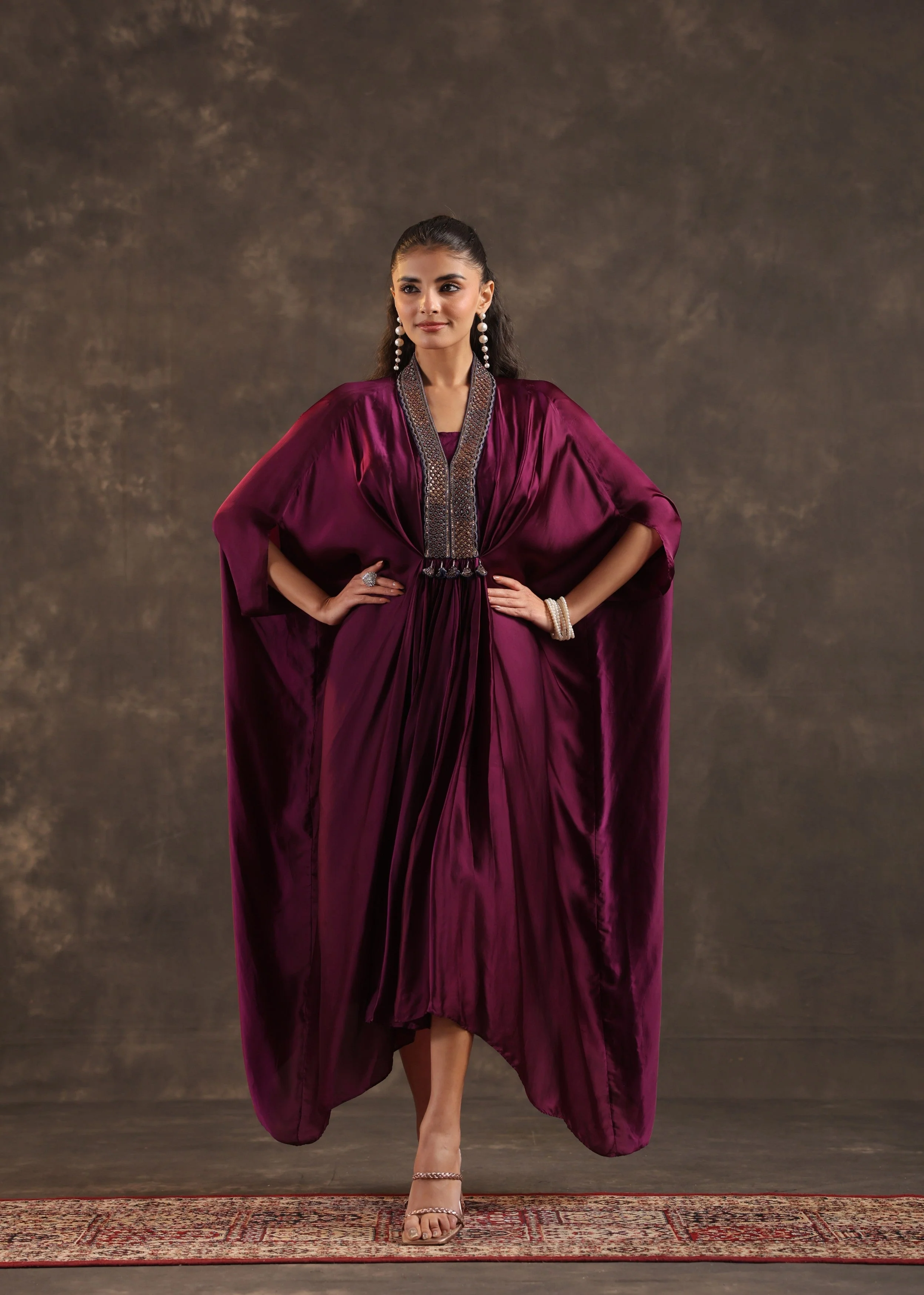 Mulberry Regal Embellished Satin Silk Dress - Image 3