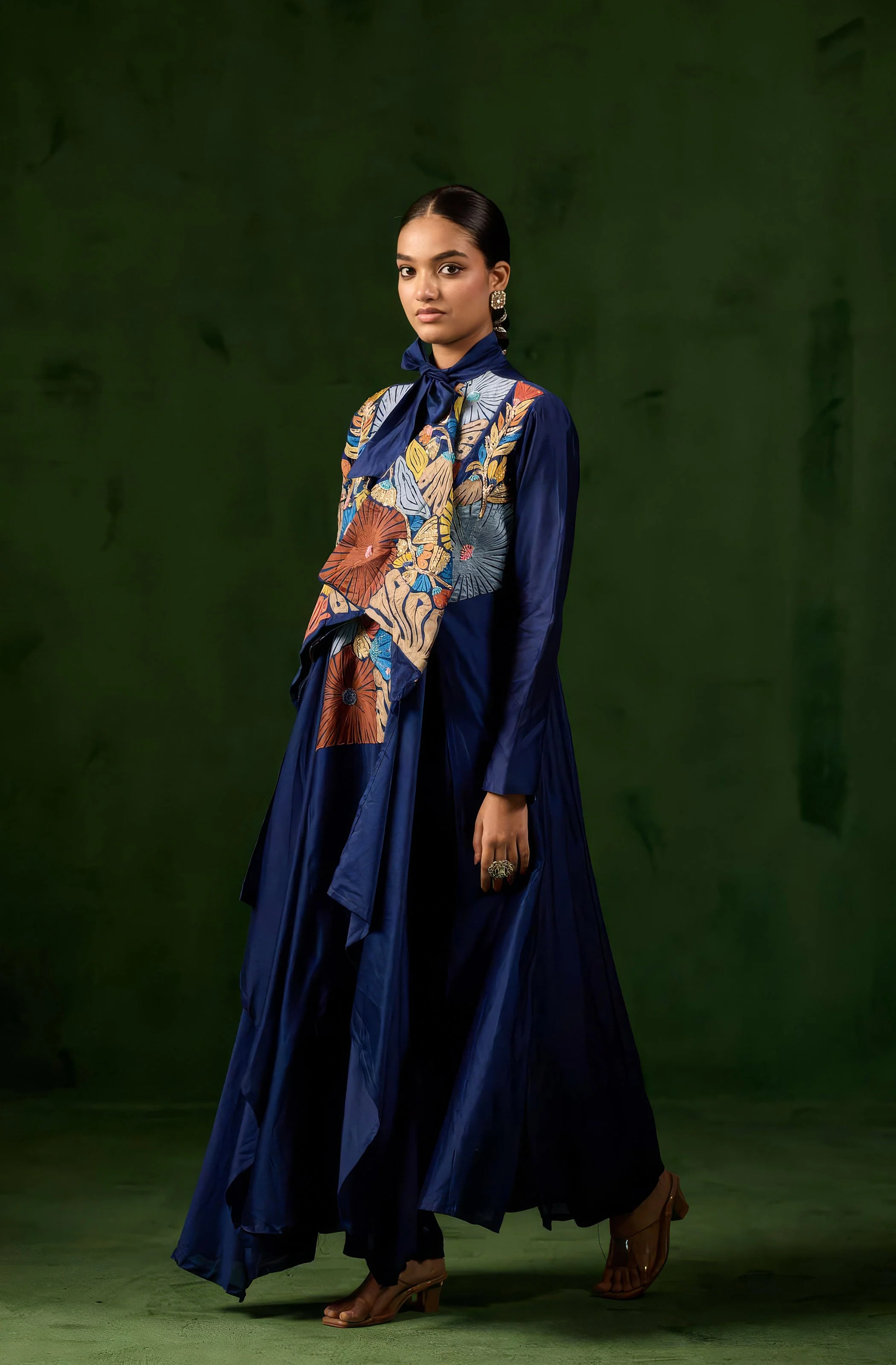 Rich Blue Embellished Premium Silk Kurta Set - Image 4