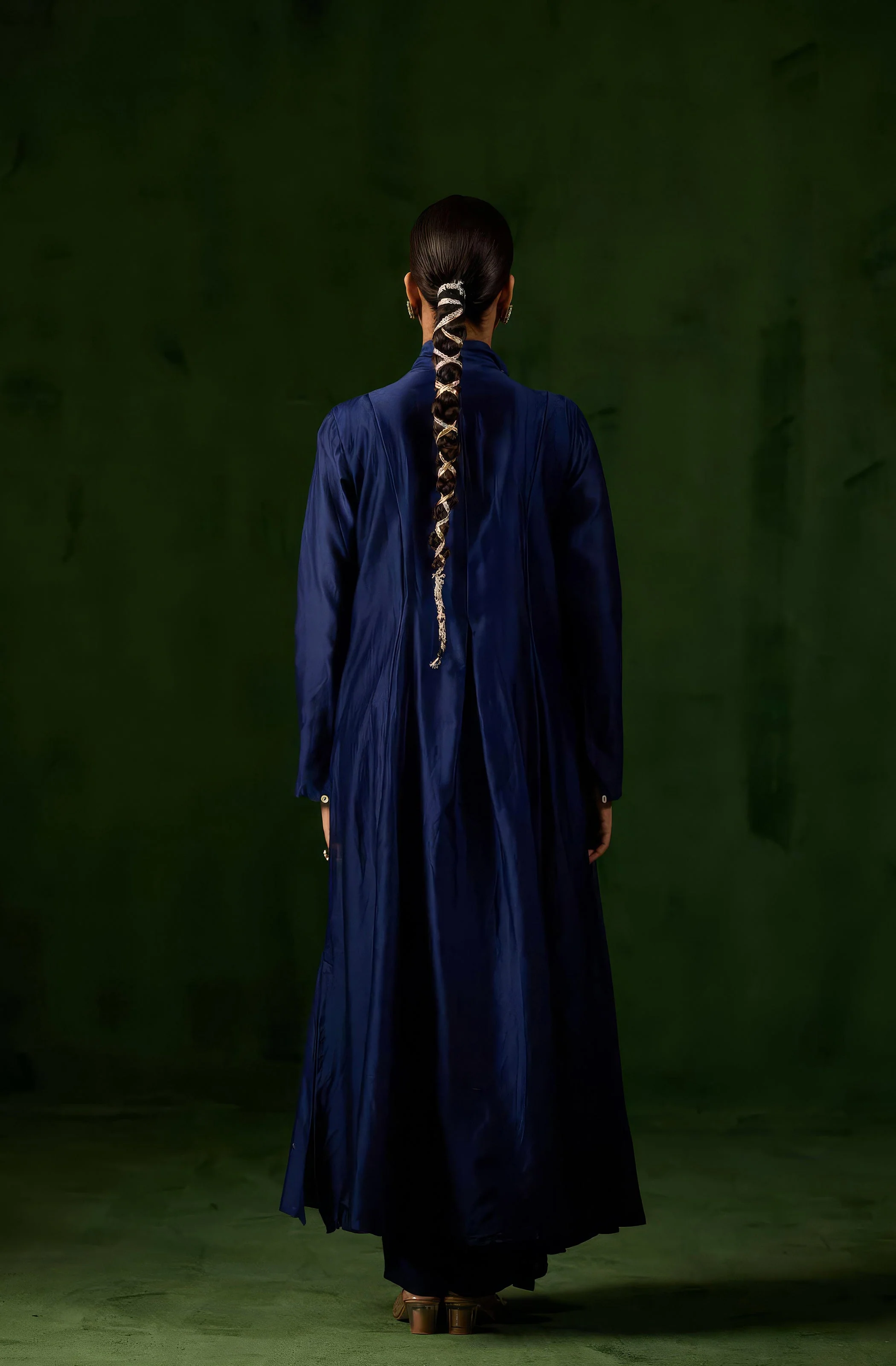 Rich Blue Embellished Premium Silk Kurta Set - Image 5